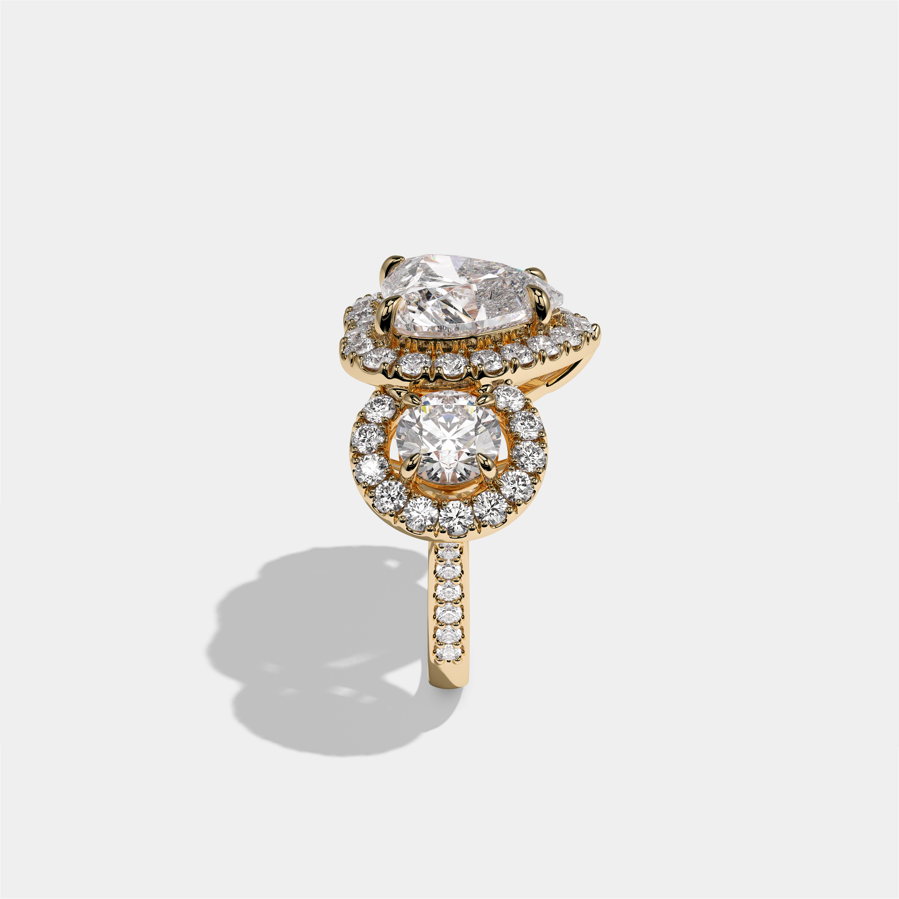 Blanche Countess Diamond Heart Halo Engagement Ring 18K Yellow Gold 12.00ct