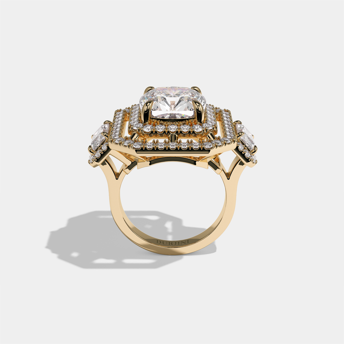 Winifred Marquise Diamond Cushion Halo Engagement Ring 18K Yellow Gold 18.00ct