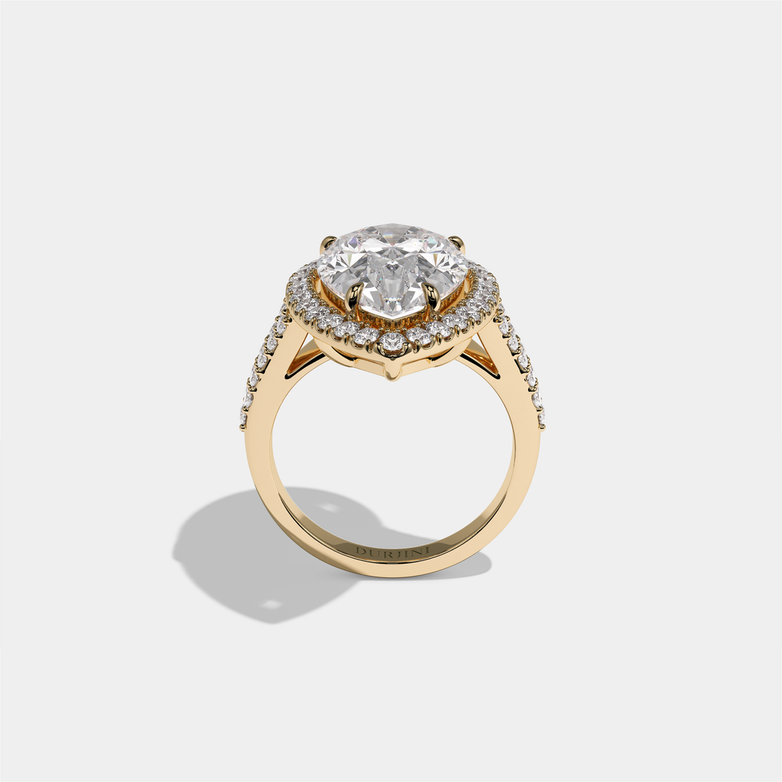 Helena Viscountess Diamond Pear Halo Engagement Ring 18K Yellow Gold 11.00ct