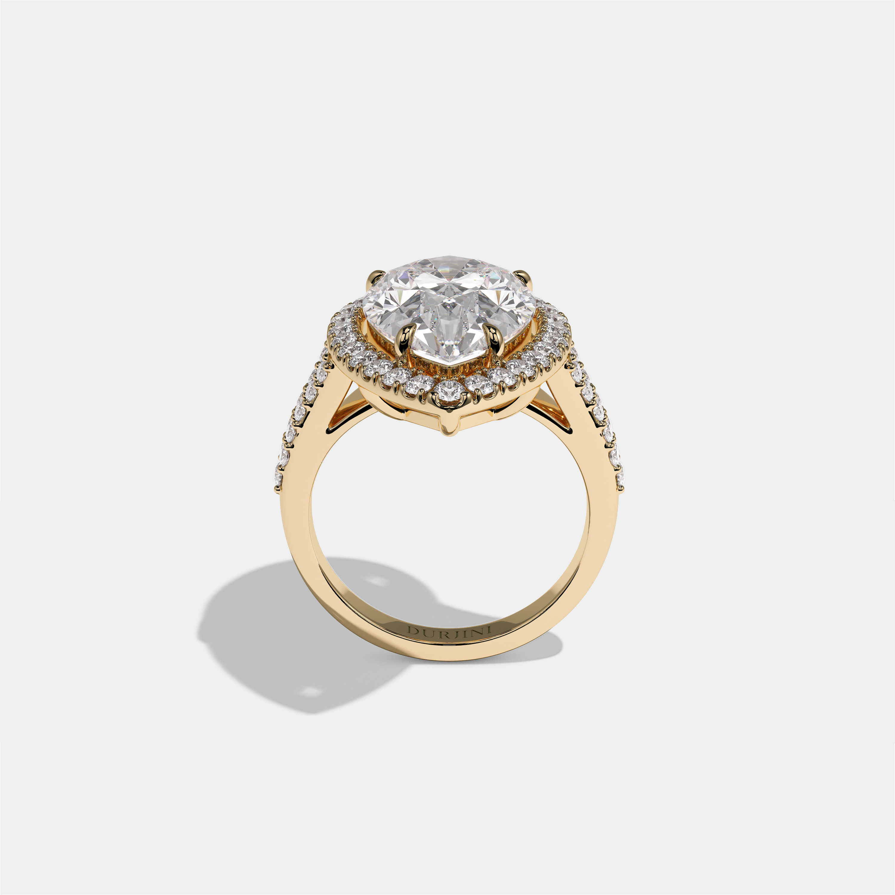 Helena Viscountess Diamond Pear Halo Engagement Ring 18K Yellow Gold 11.00ct