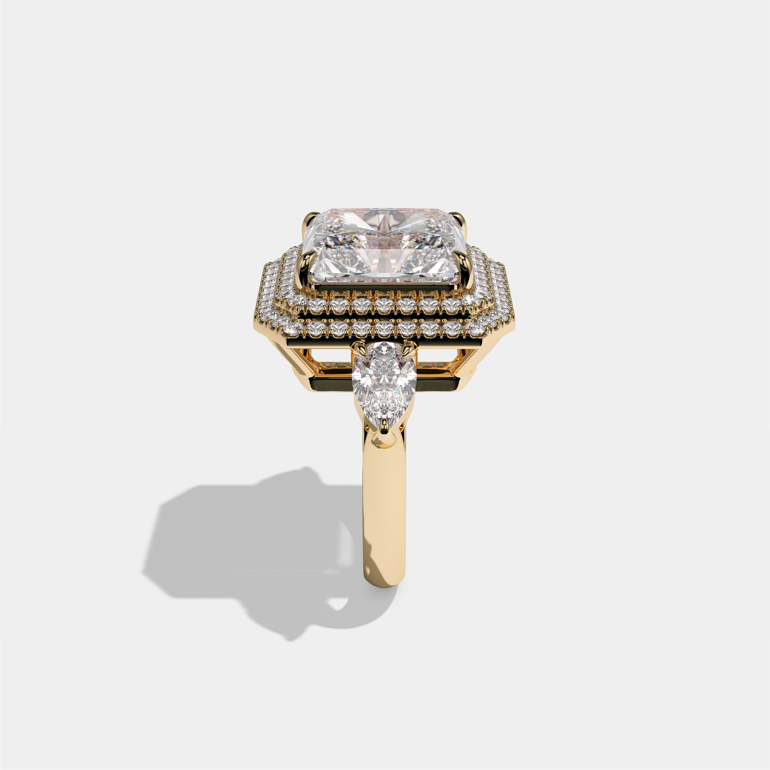 Helena Duchess Rosalind Diamond Radiant Engagement Ring 18K Yellow Gold 12.00ct