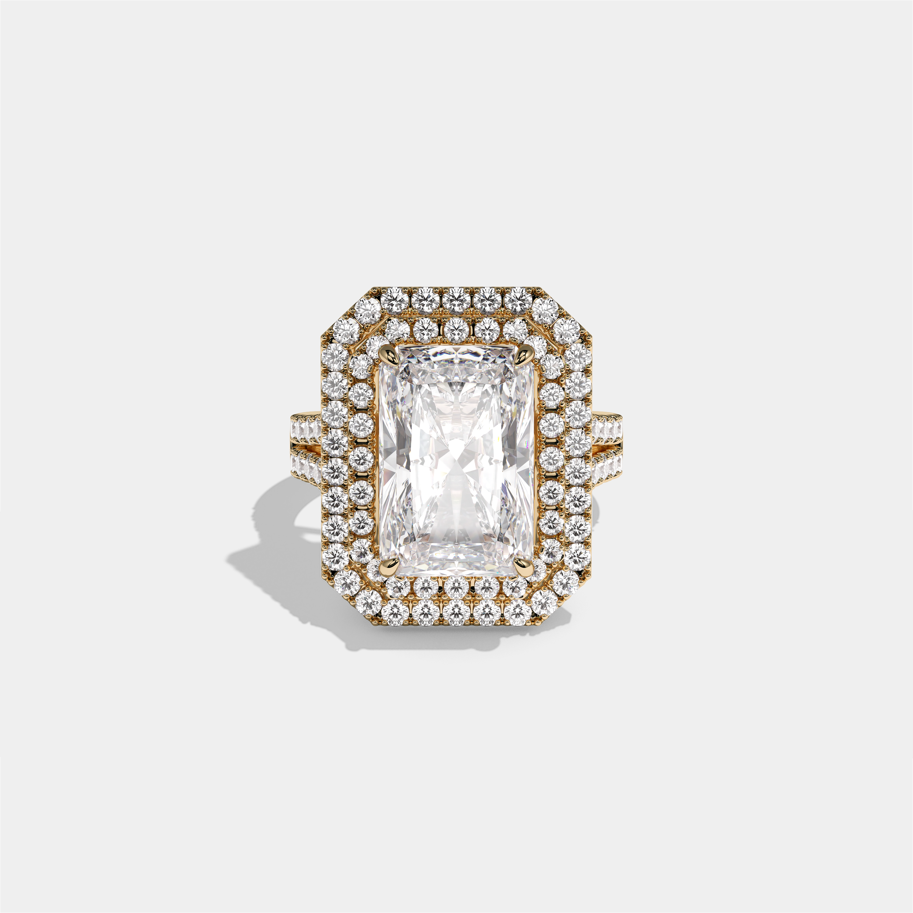 Cecilia Lady Eleanor Diamond Radiant Halo Engagement Ring 18K Yellow Gold 10.00ct