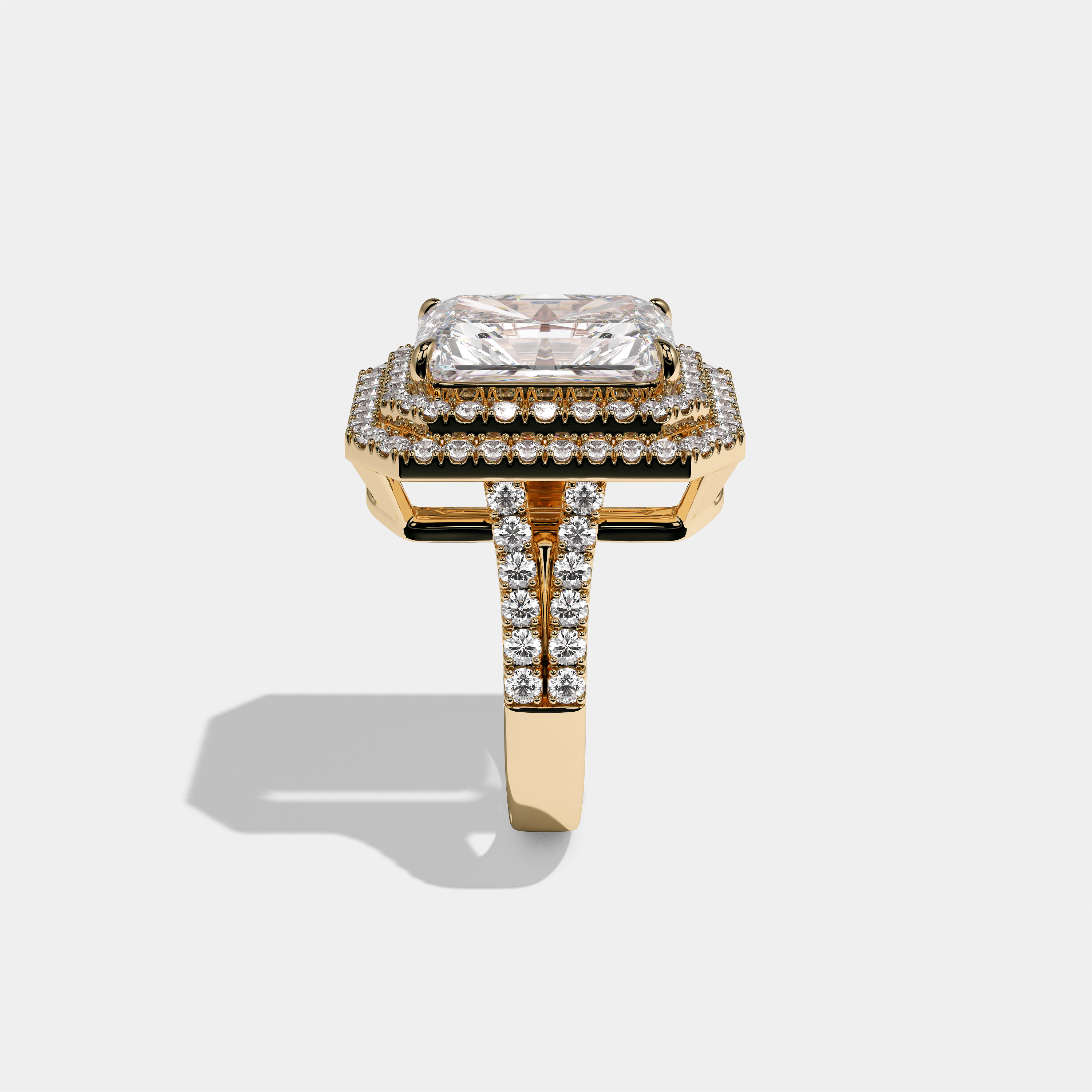 Cecilia Lady Eleanor Diamond Radiant Halo Engagement Ring 18K Yellow Gold 10.00ct