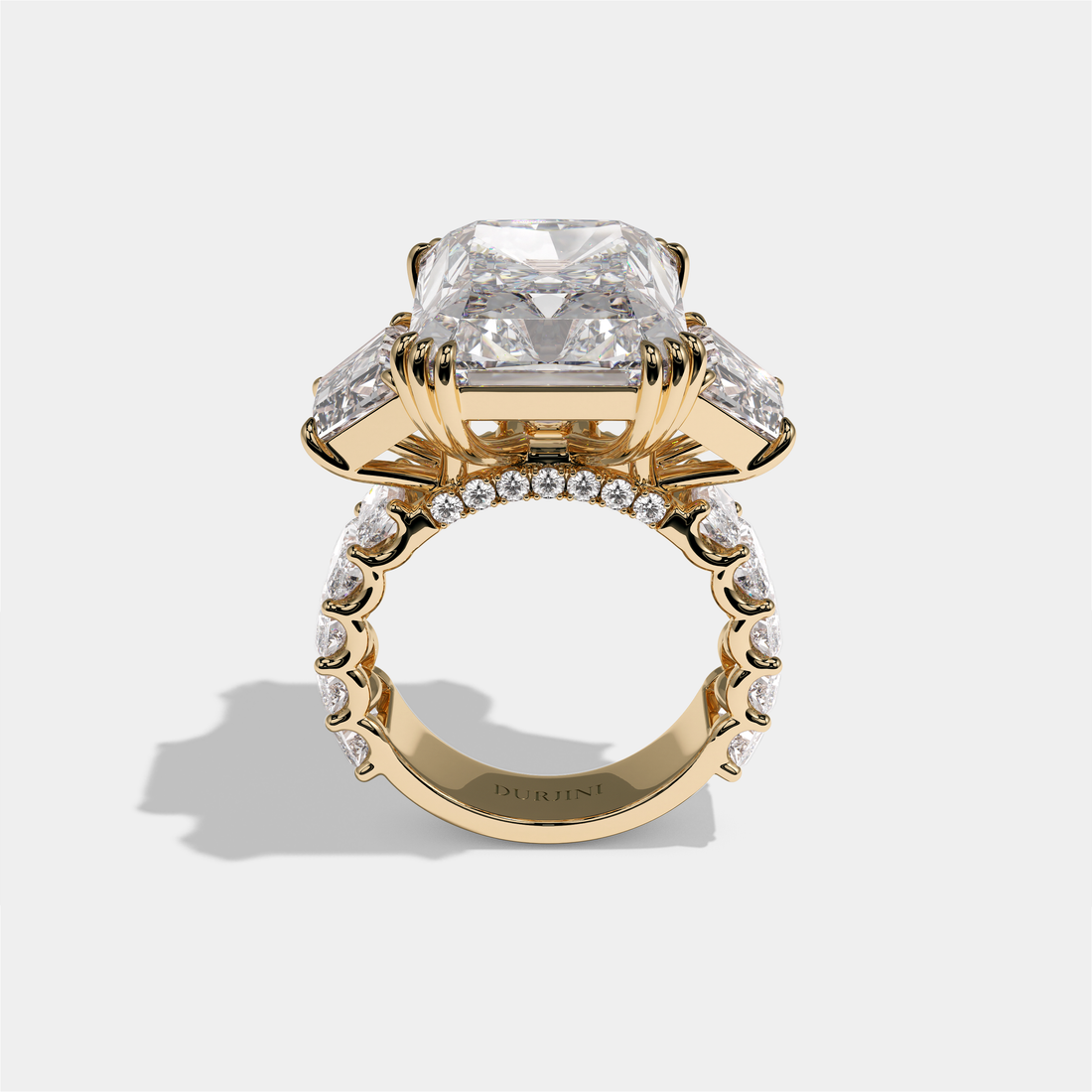 Etheldreda Lady of Ely Diamond Radiant Halo Engagement Ring 18K Yellow Gold 50.00ct