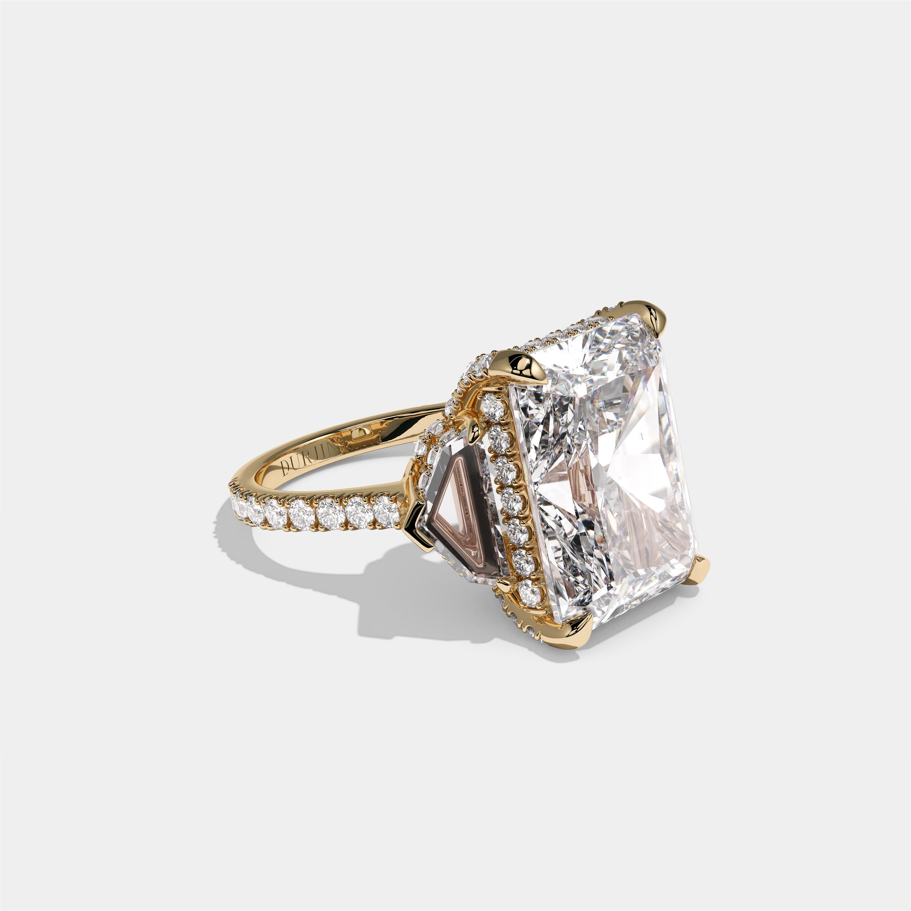 Dinah Lady Fairbourne Diamond Radiant Halo Engagement Ring 18K Yellow Gold 12.00ct