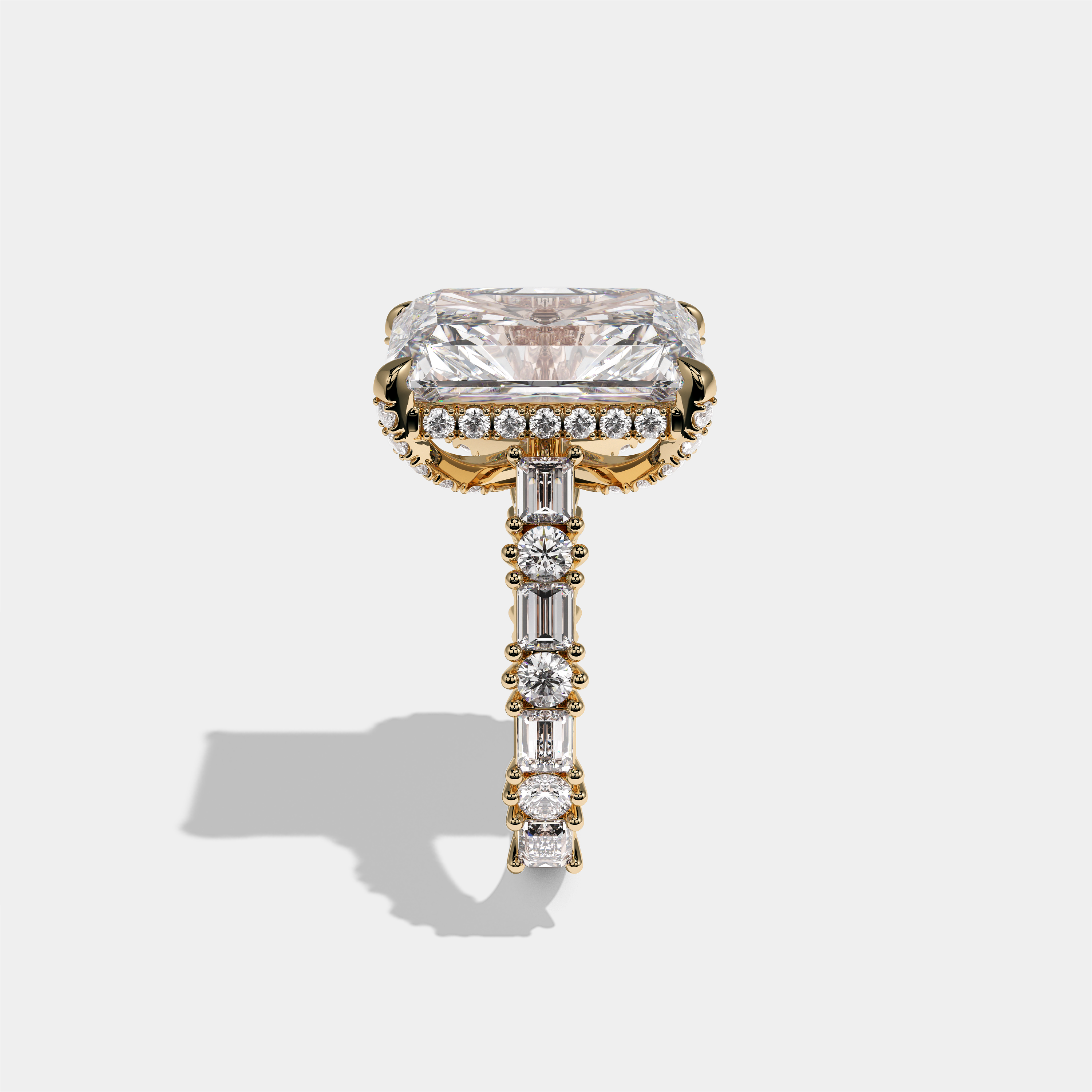 Ruth Lady Wetherfield Diamond Radiant Halo Engagement Ring 18K Yellow Gold 12.00ct
