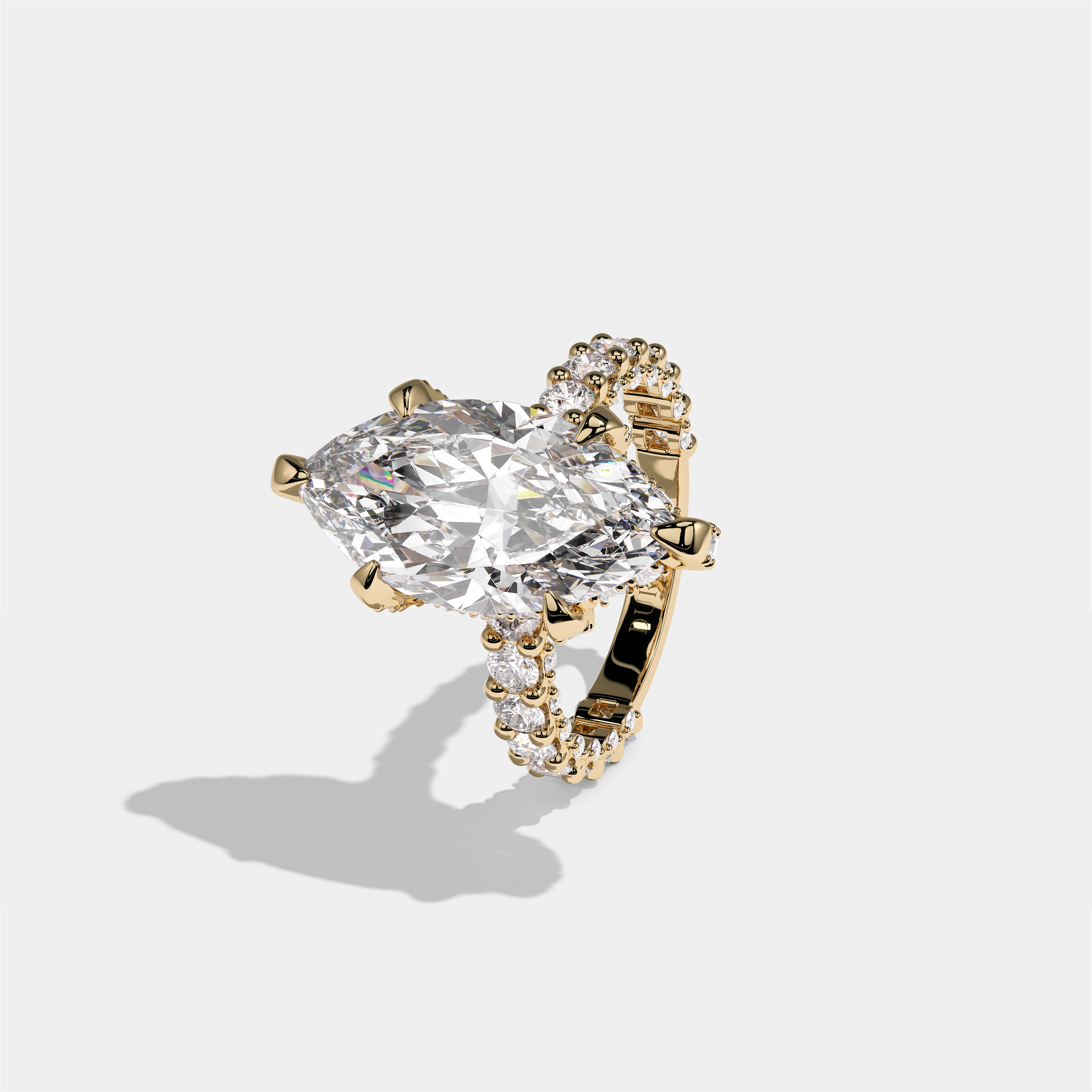 Aviva Ravenscroft Diamond Marquise Halo Engagement Ring 18K Yellow Gold 12.00ct