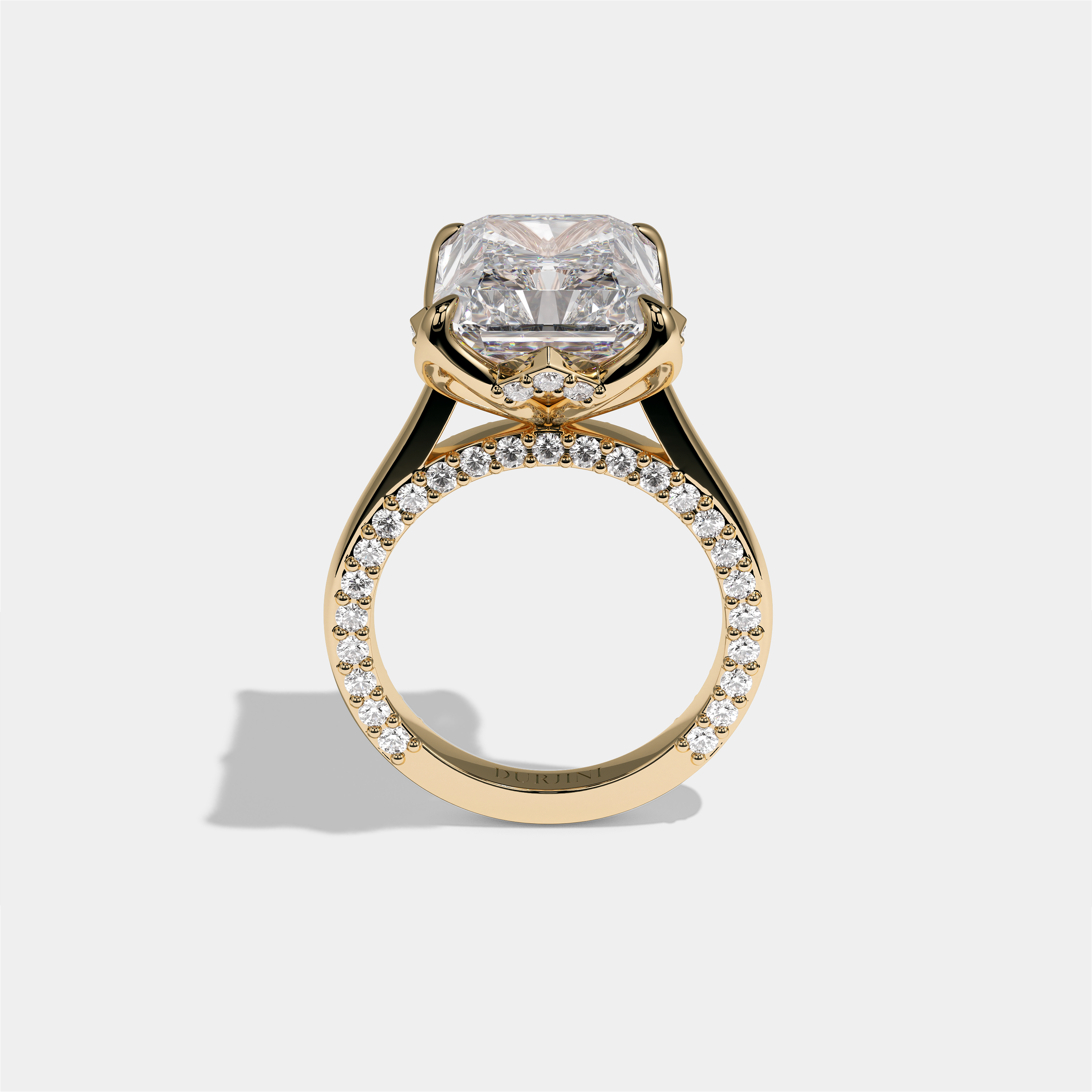 Elisheva Kingswell Diamond Radiant Halo Engagement Ring 18K Yellow Gold 10.00ct