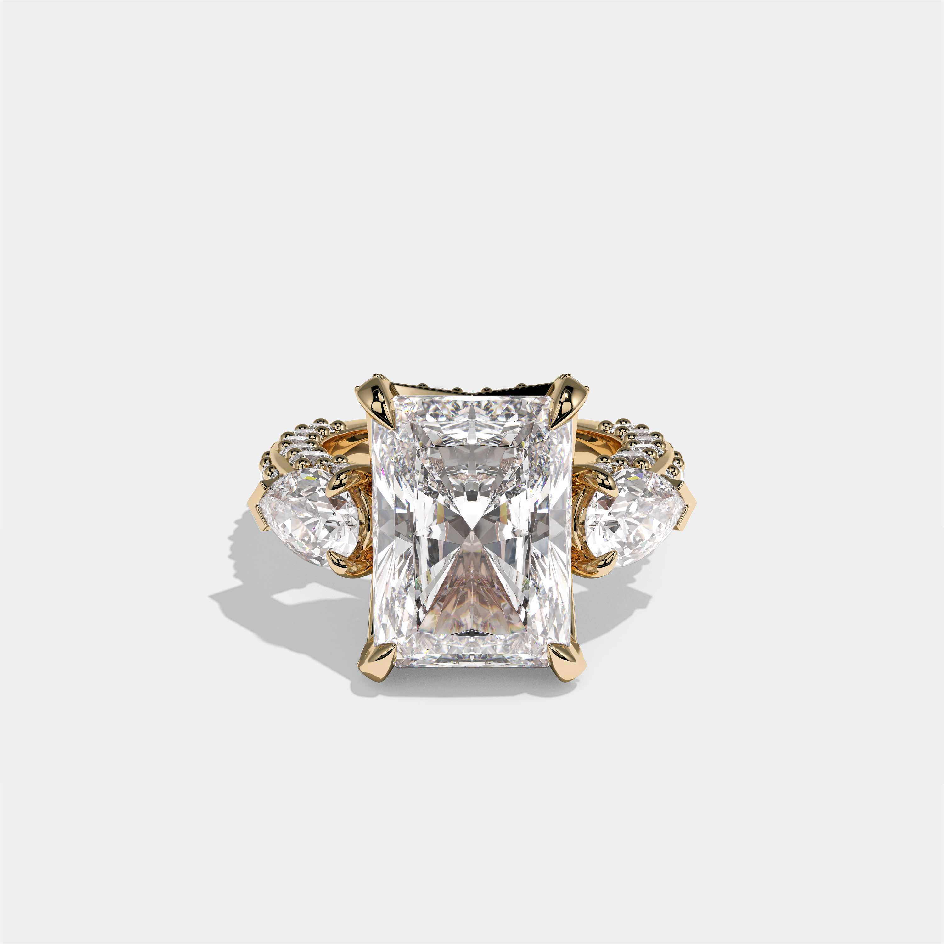 Hannah Eclat Kingsbridge Diamond Radiant Halo Engagement Ring 18K Yellow Gold 15.00ct