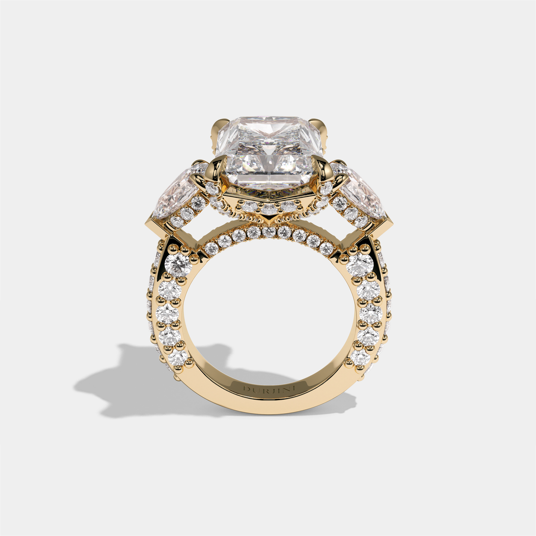 Hannah Eclat Kingsbridge Diamond Radiant Halo Engagement Ring 18K Yellow Gold 15.00ct