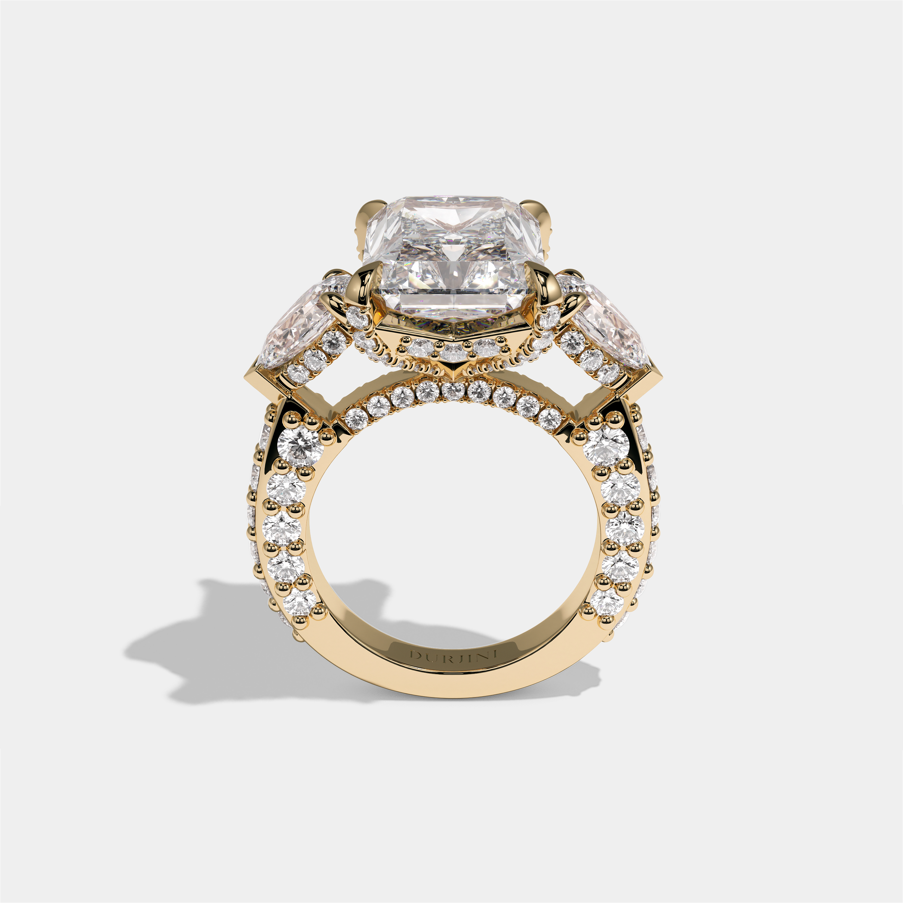 Hannah Eclat Kingsbridge Diamond Radiant Halo Engagement Ring 18K Yellow Gold 15.00ct