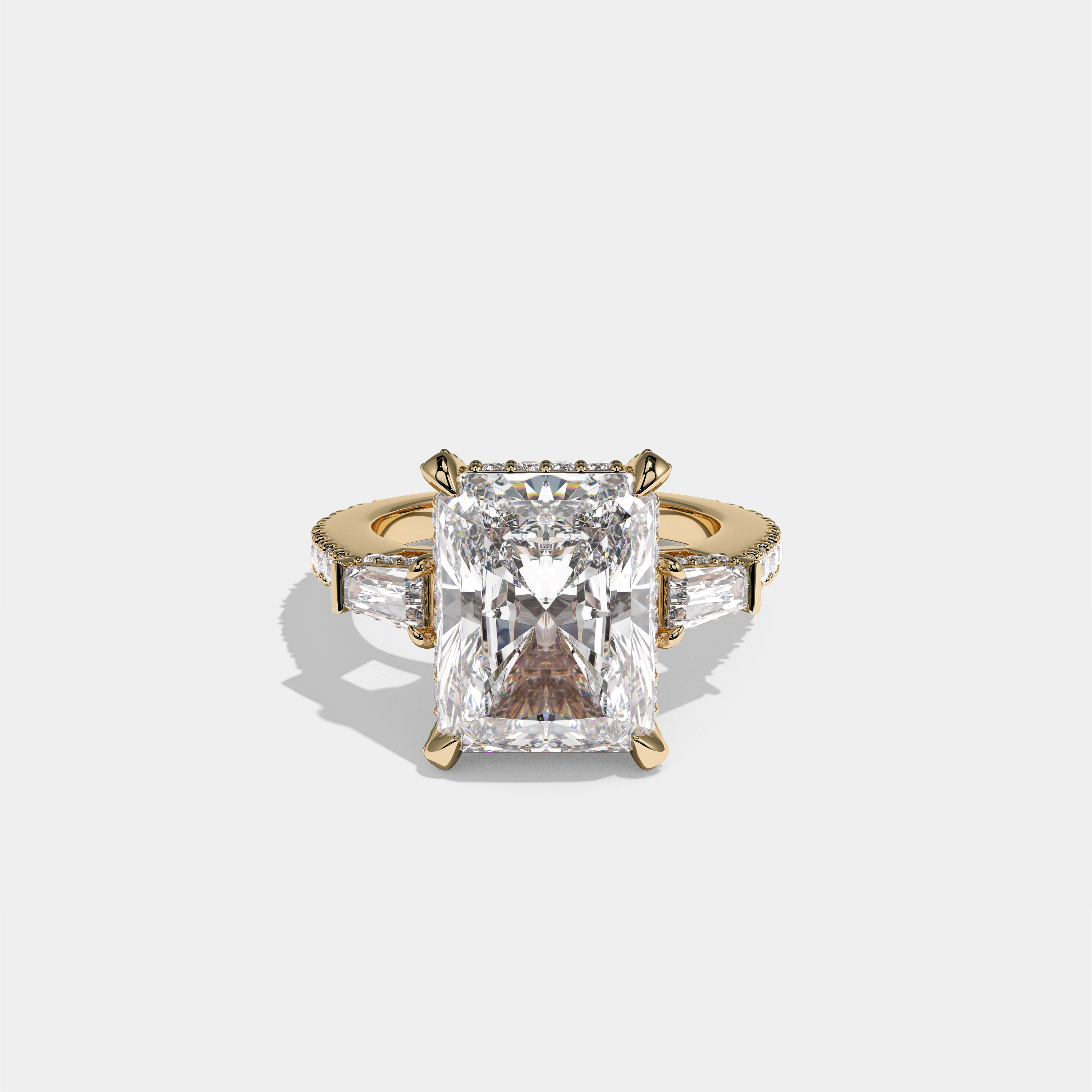 Esther Eclat Kingswood Diamond Radiant Halo Engagement Ring 18K Yellow Gold 11.00ct