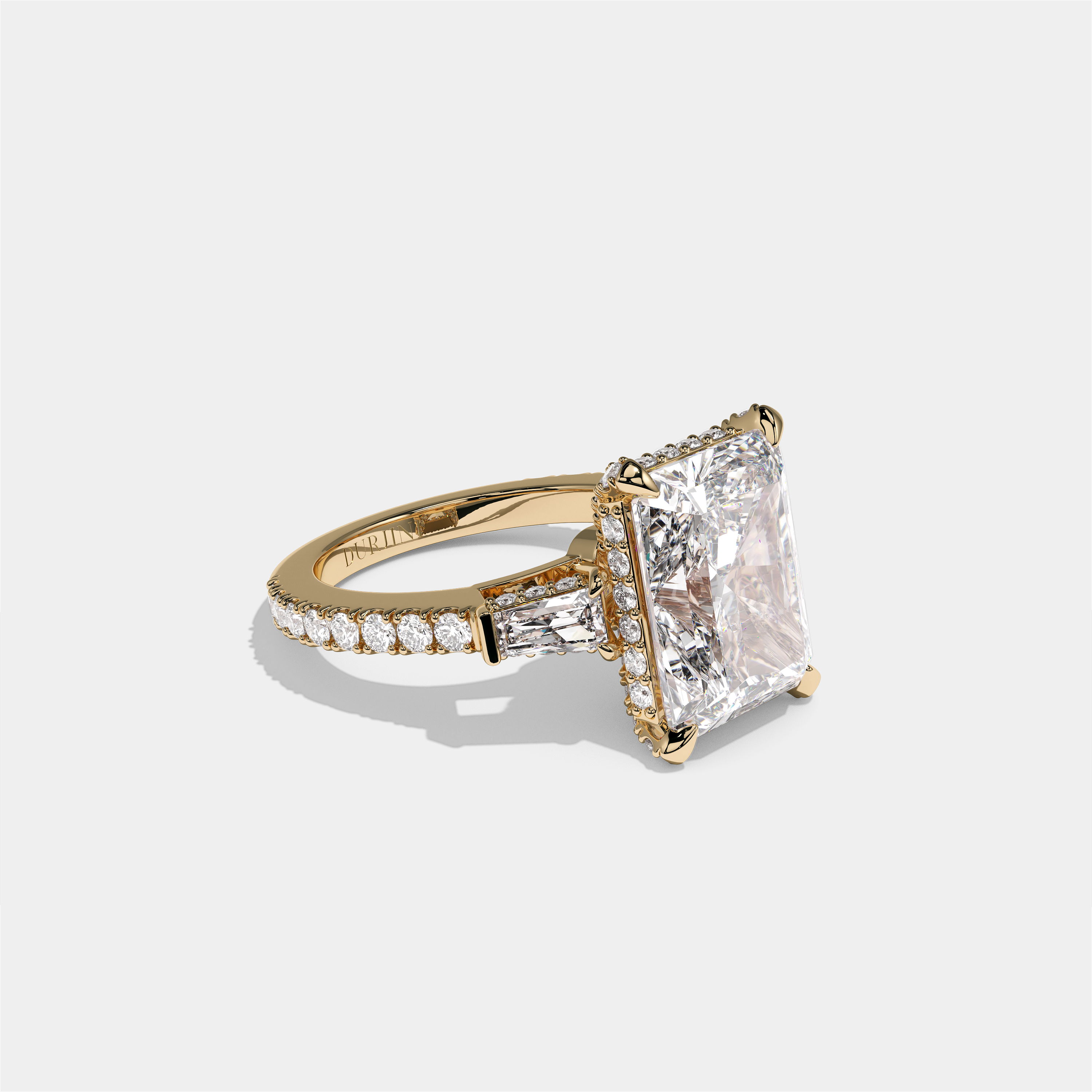 Esther Eclat Kingswood Diamond Radiant Halo Engagement Ring 18K Yellow Gold 11.00ct