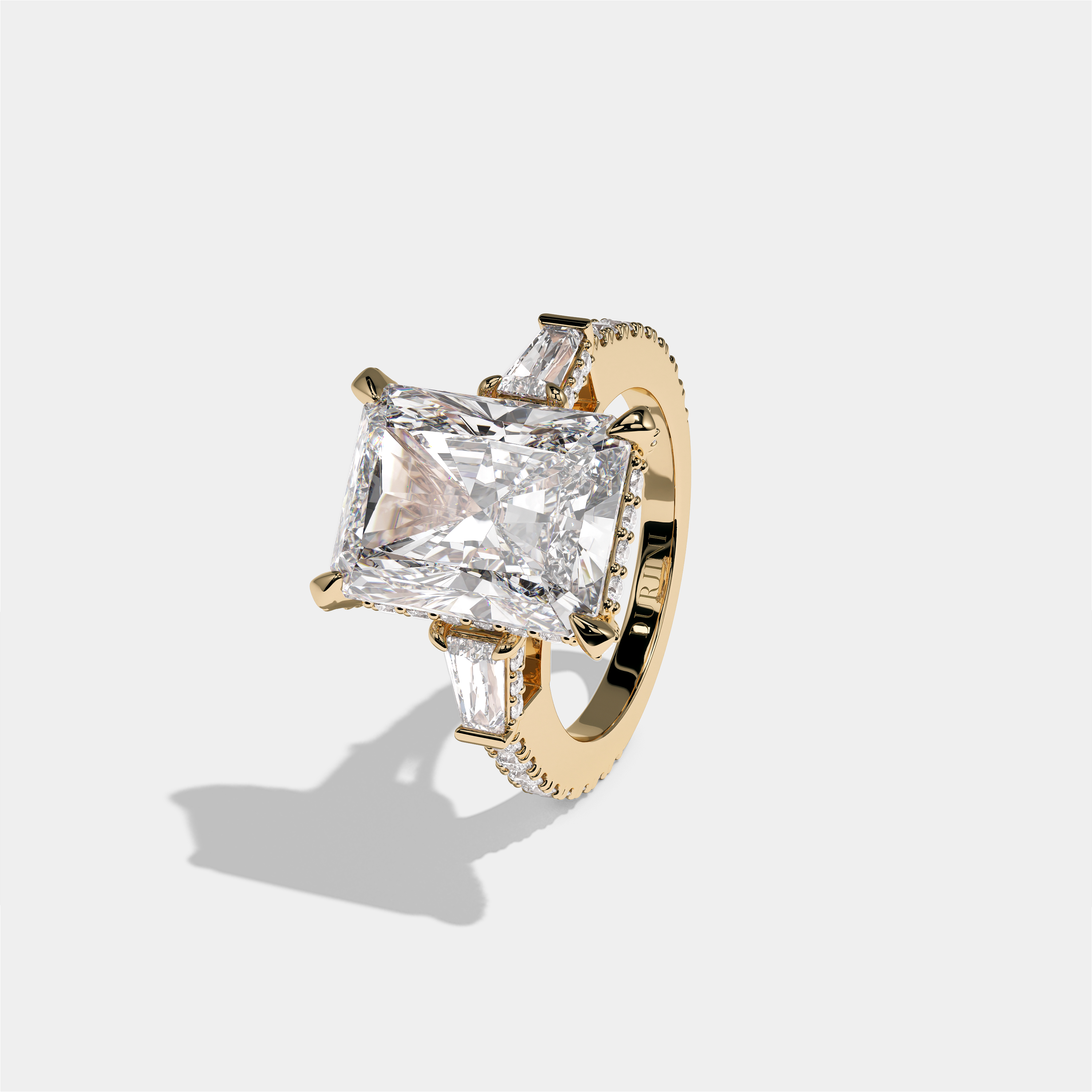 Esther Eclat Kingswood Diamond Radiant Halo Engagement Ring 18K Yellow Gold 11.00ct