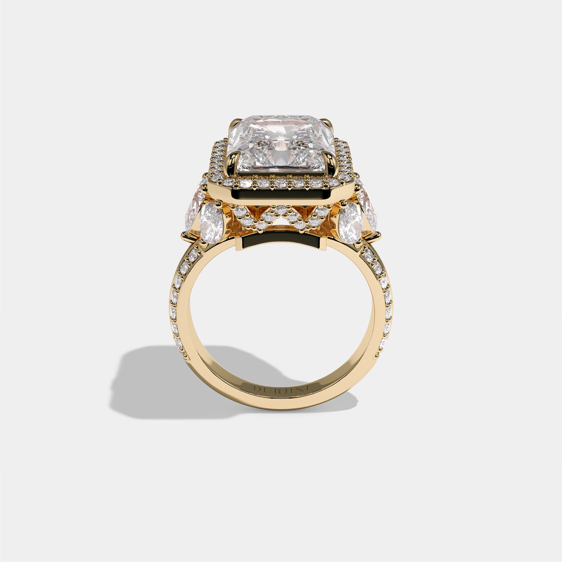 Rina Eclat Ashbourne Diamond Radiant Halo Engagement Ring 18K Yellow Gold 15.00ct