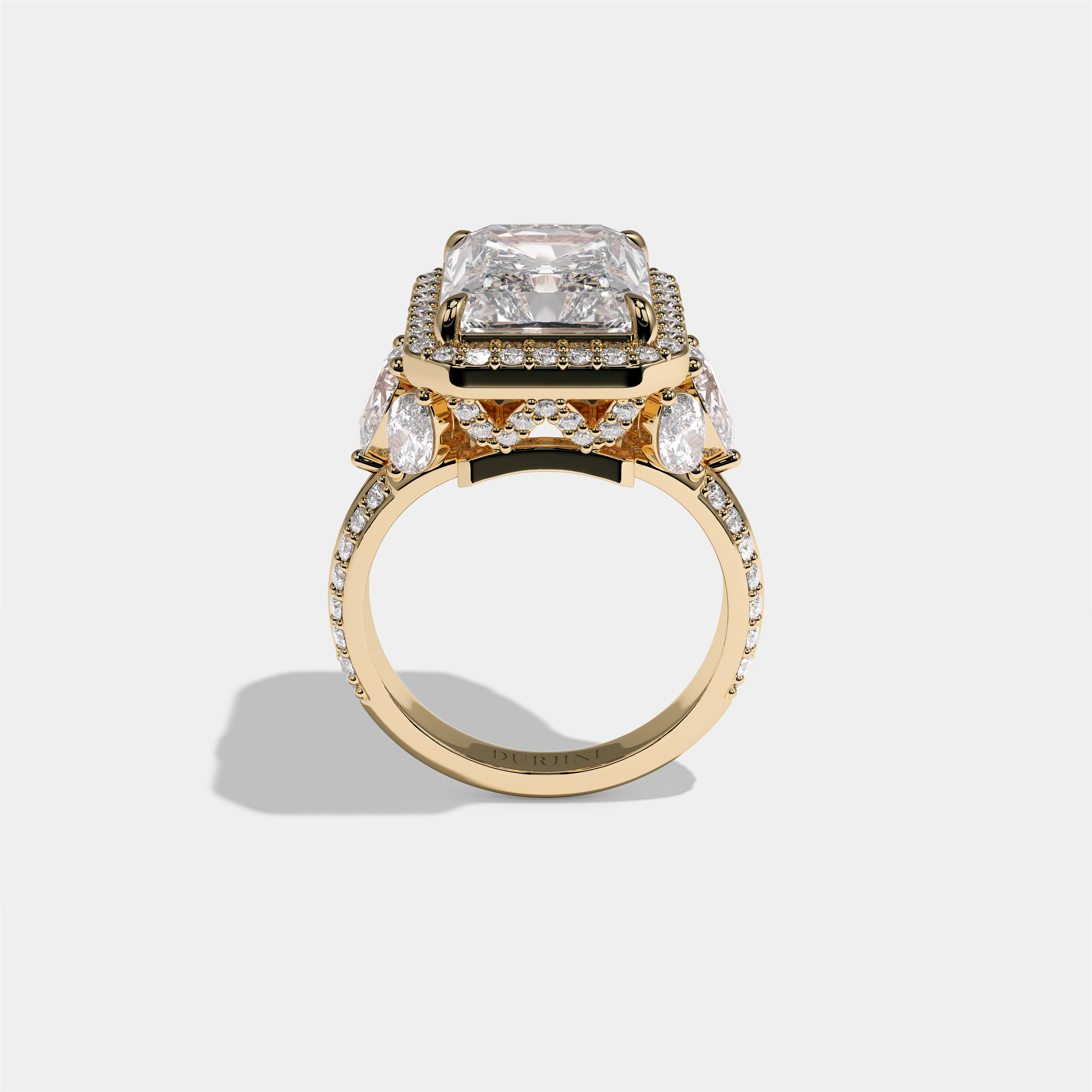 Rina Eclat Ashbourne Diamond Radiant Halo Engagement Ring 18K Yellow Gold 15.00ct