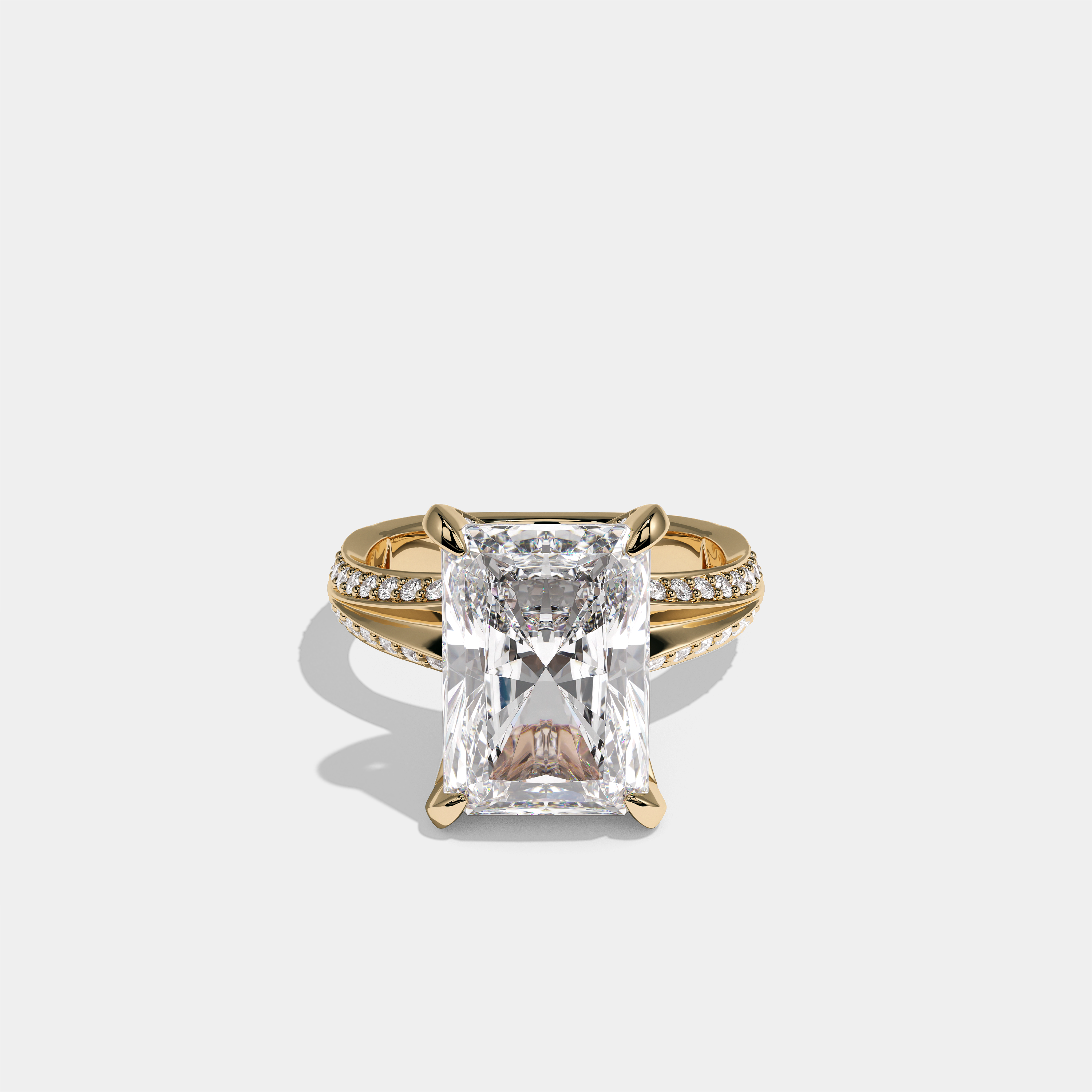 Gila Eclat Highbury Diamond Radiant Halo Engagement Ring 18K Yellow Gold 9.00ct