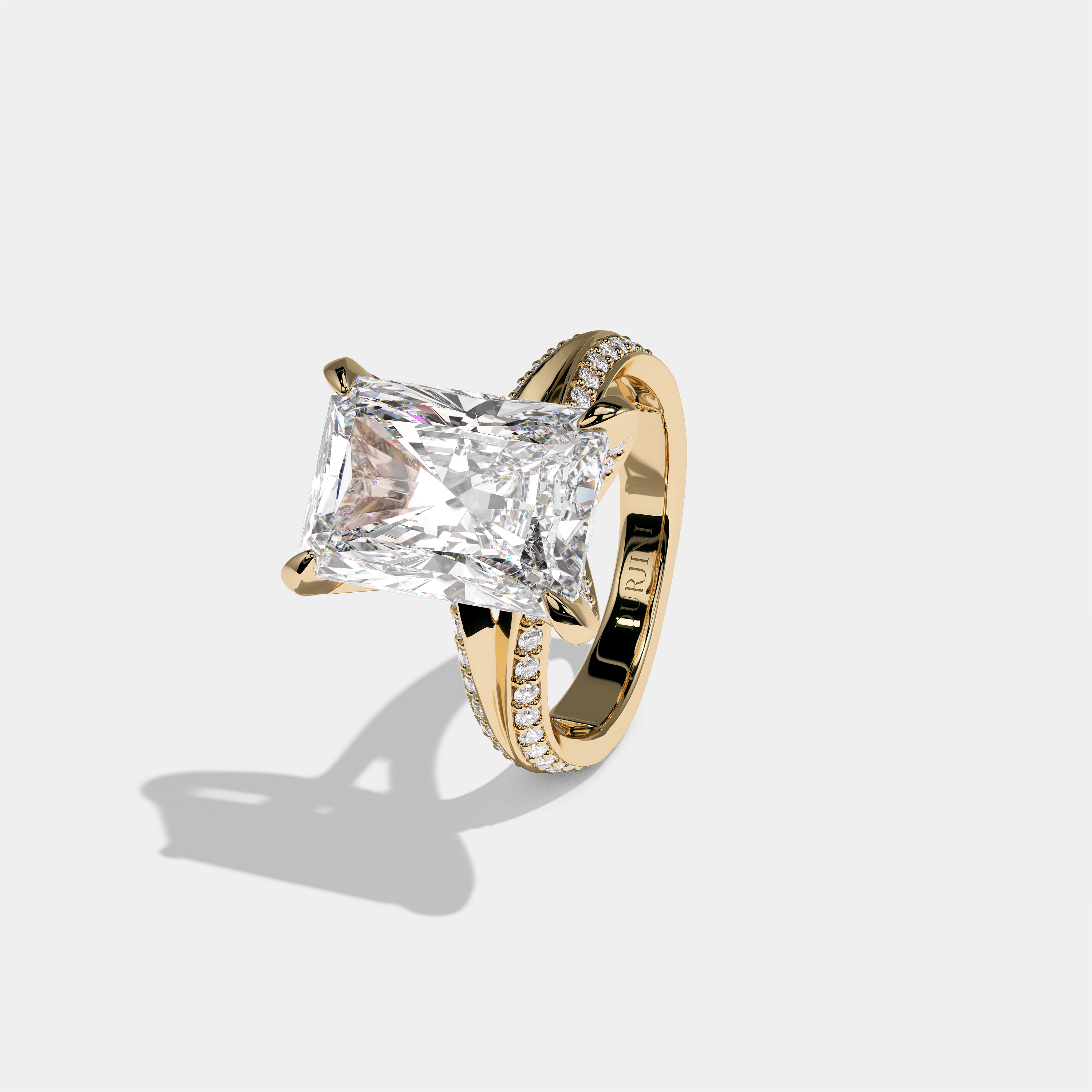 Gila Eclat Highbury Diamond Radiant Halo Engagement Ring 18K Yellow Gold 9.00ct