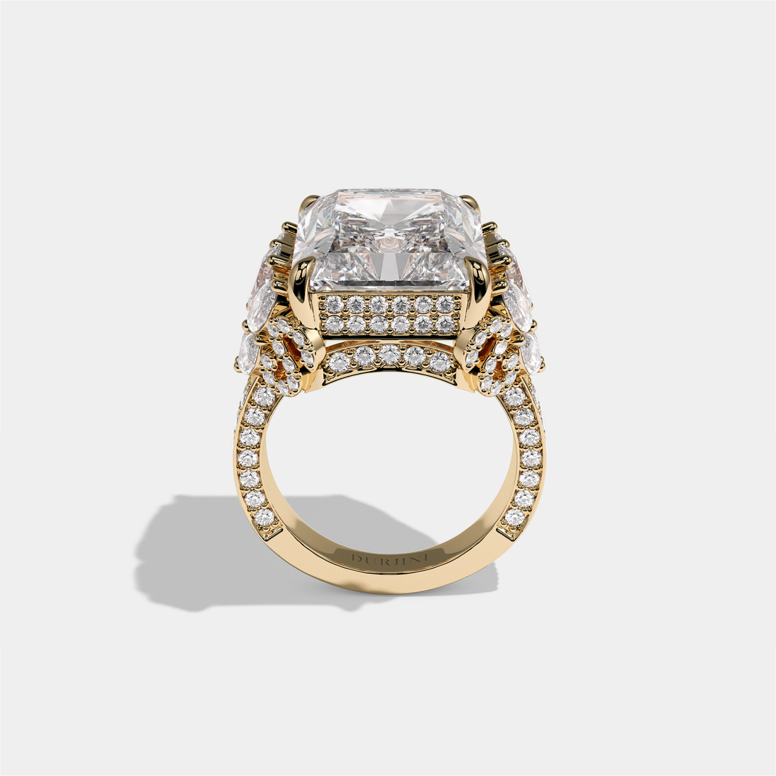 Keren Kingsleigh Diamond Radiant Halo Engagement Ring 18K Yellow Gold 37.00ct