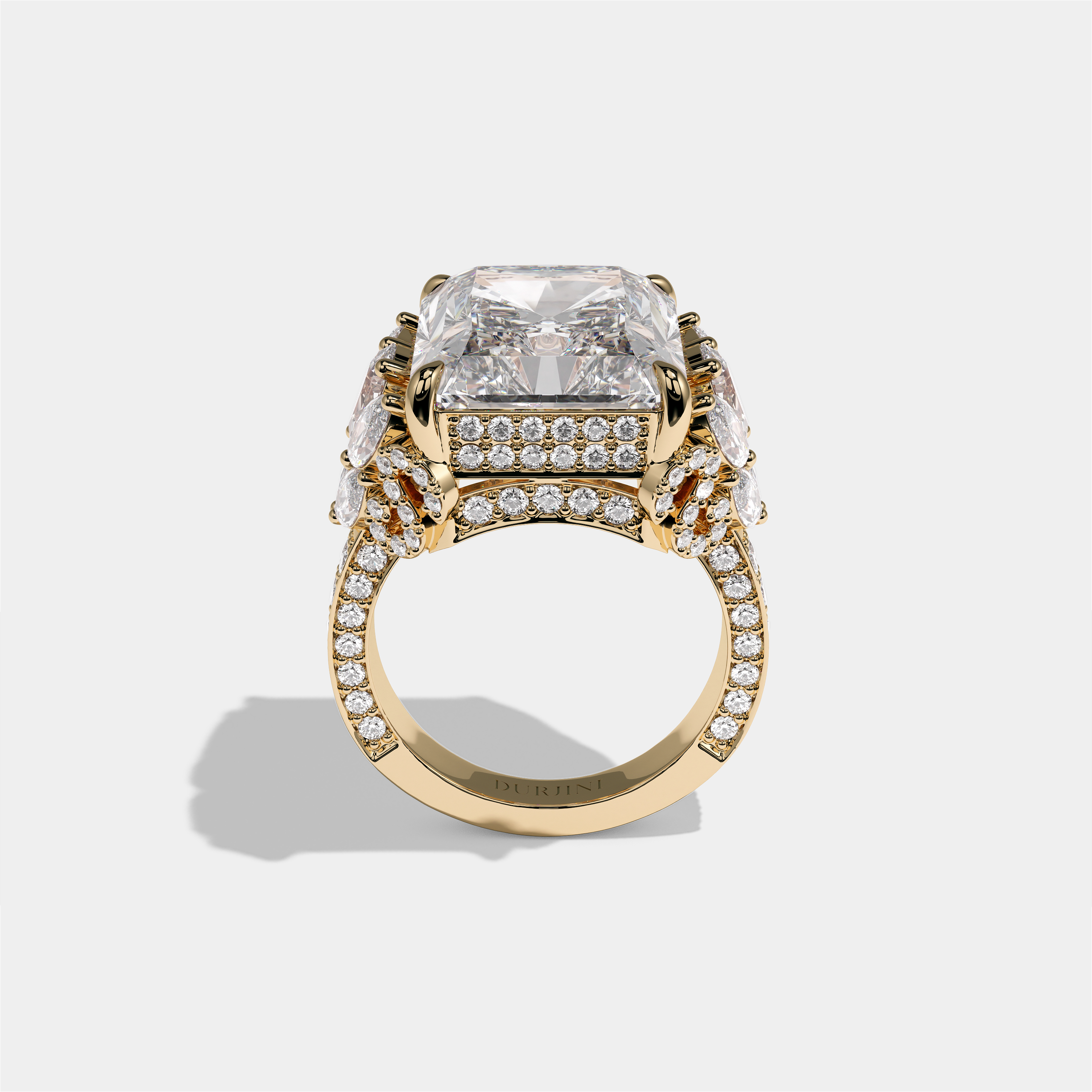 Keren Kingsleigh Diamond Radiant Halo Engagement Ring 18K Yellow Gold 37.00ct