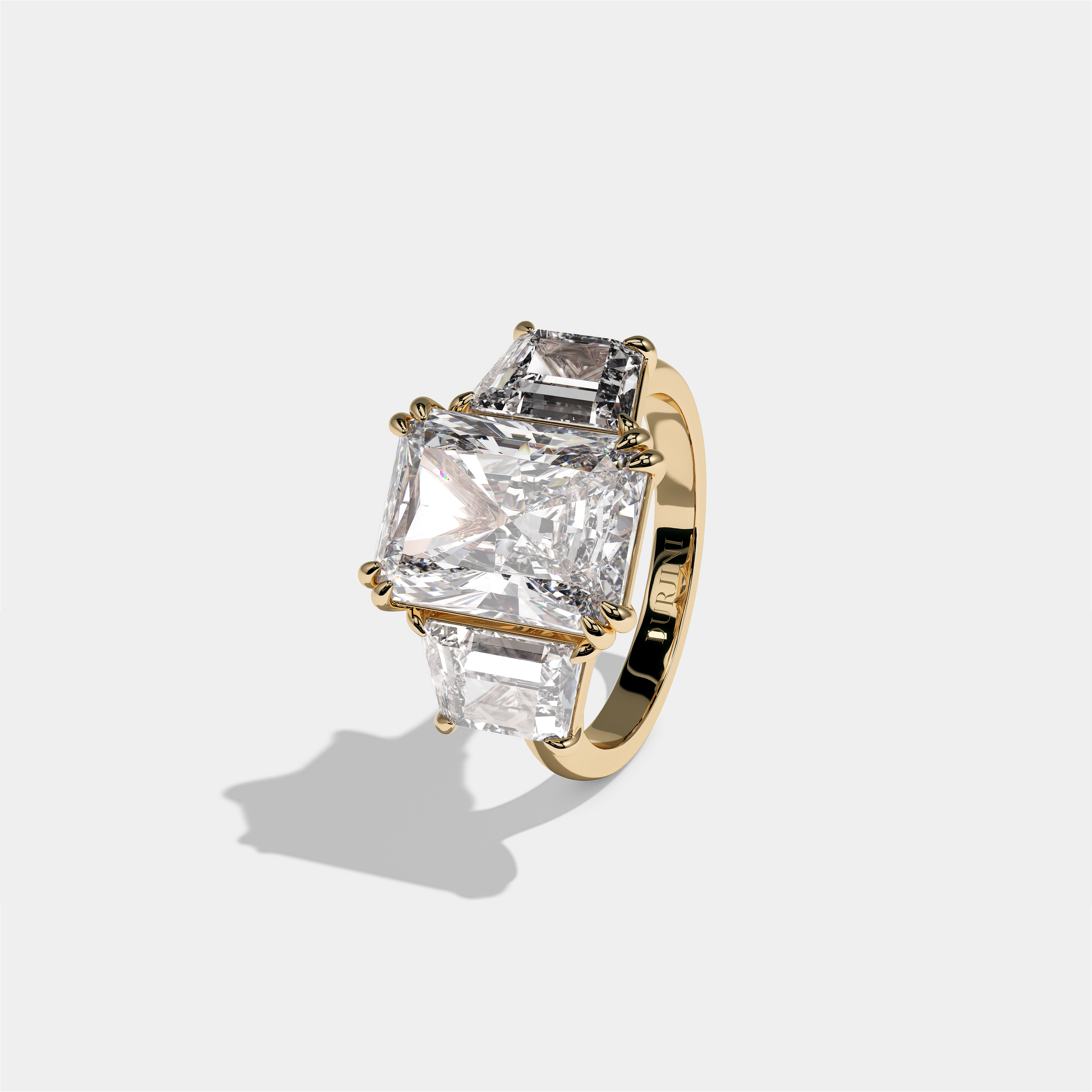 Nessa Beaumont Diamond Radiant Halo Engagement Ring 18K Yellow Gold 11.00ct