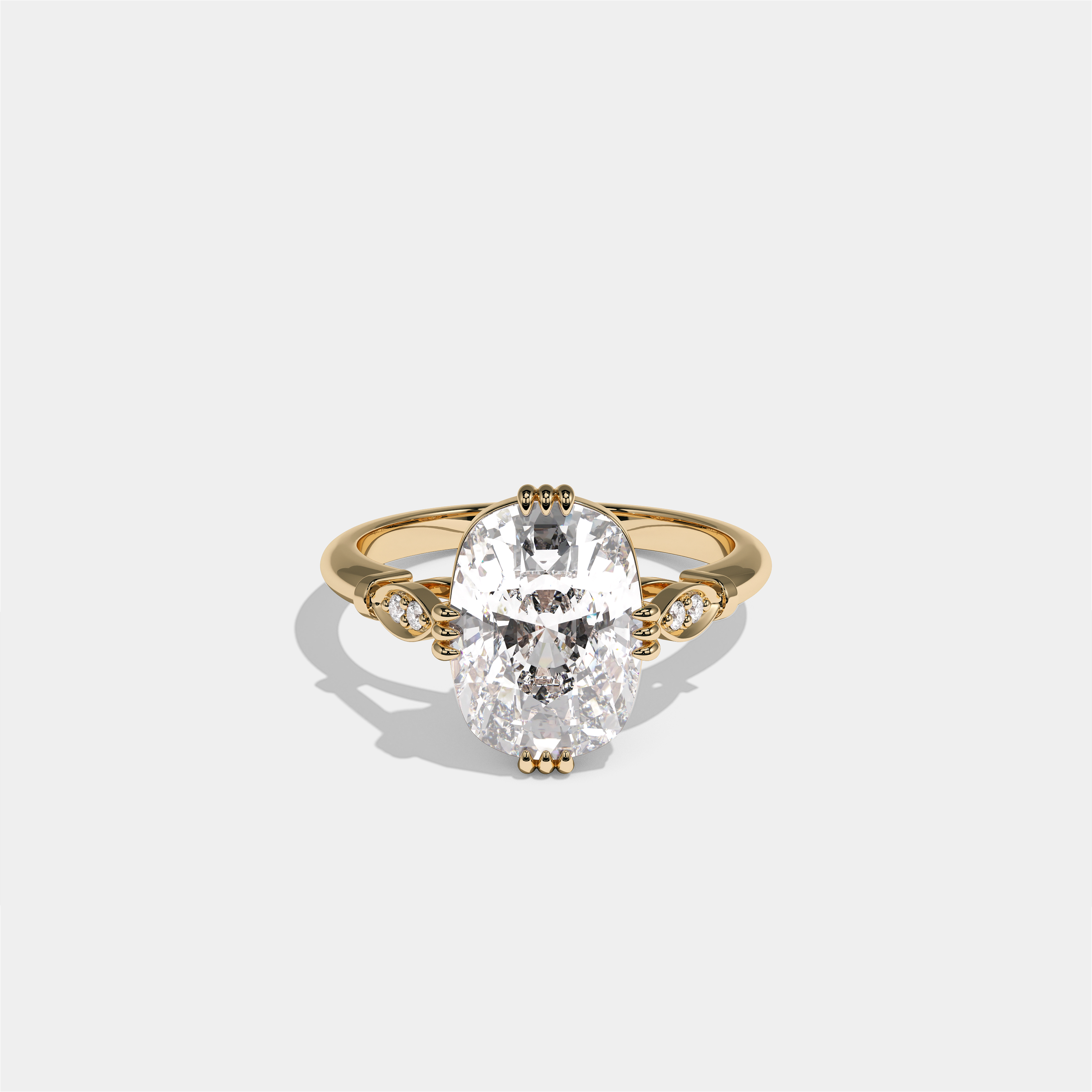 Ayala Kingsmere Diamond Cushion Halo Engagement Ring 18K Yellow Gold 5.00ct
