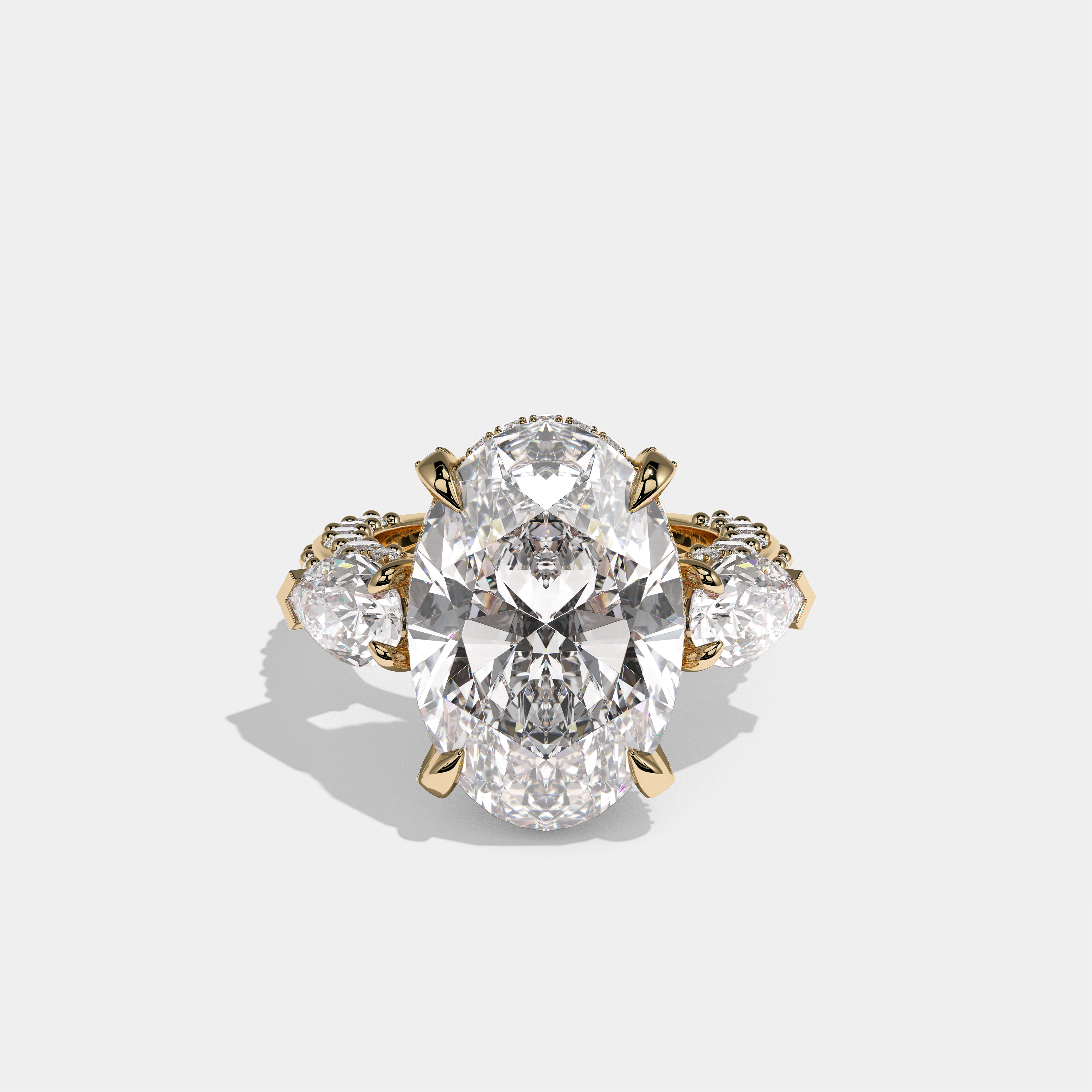 Shira Ravenscourt Diamond Oval Halo Engagement Ring 18K Yellow Gold 12.00ct