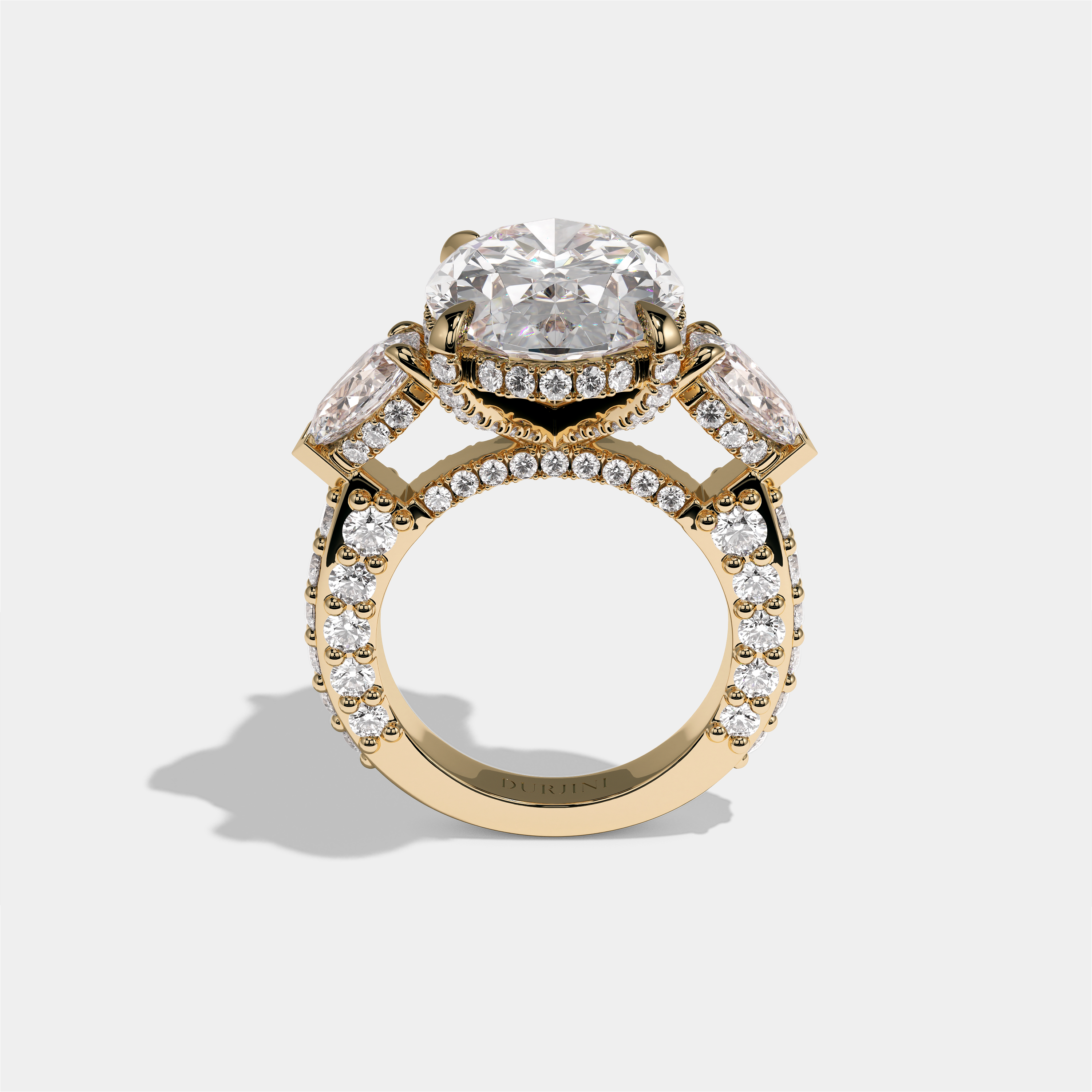 Shira Ravenscourt Diamond Oval Halo Engagement Ring 18K Yellow Gold 12.00ct