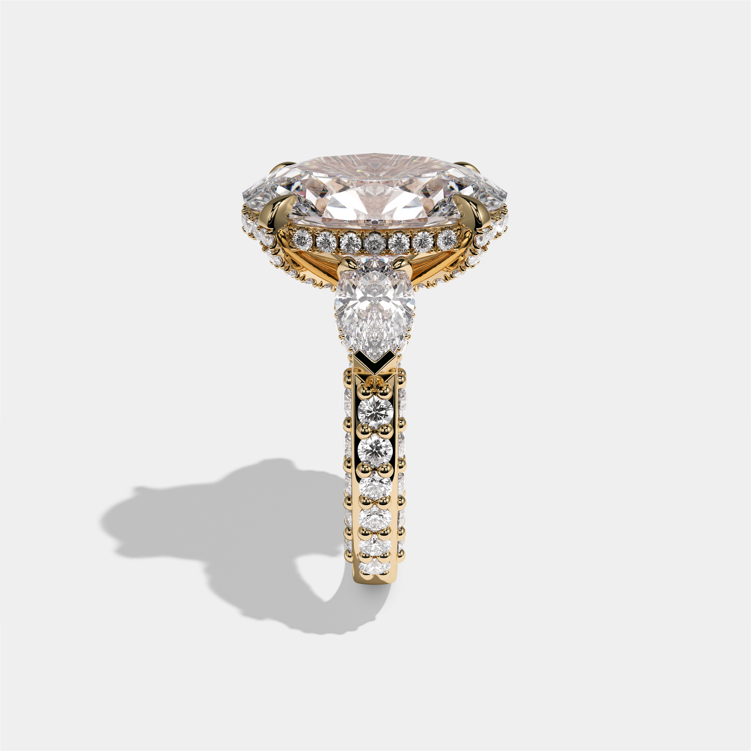 Shira Ravenscourt Diamond Oval Halo Engagement Ring 18K Yellow Gold 12.00ct