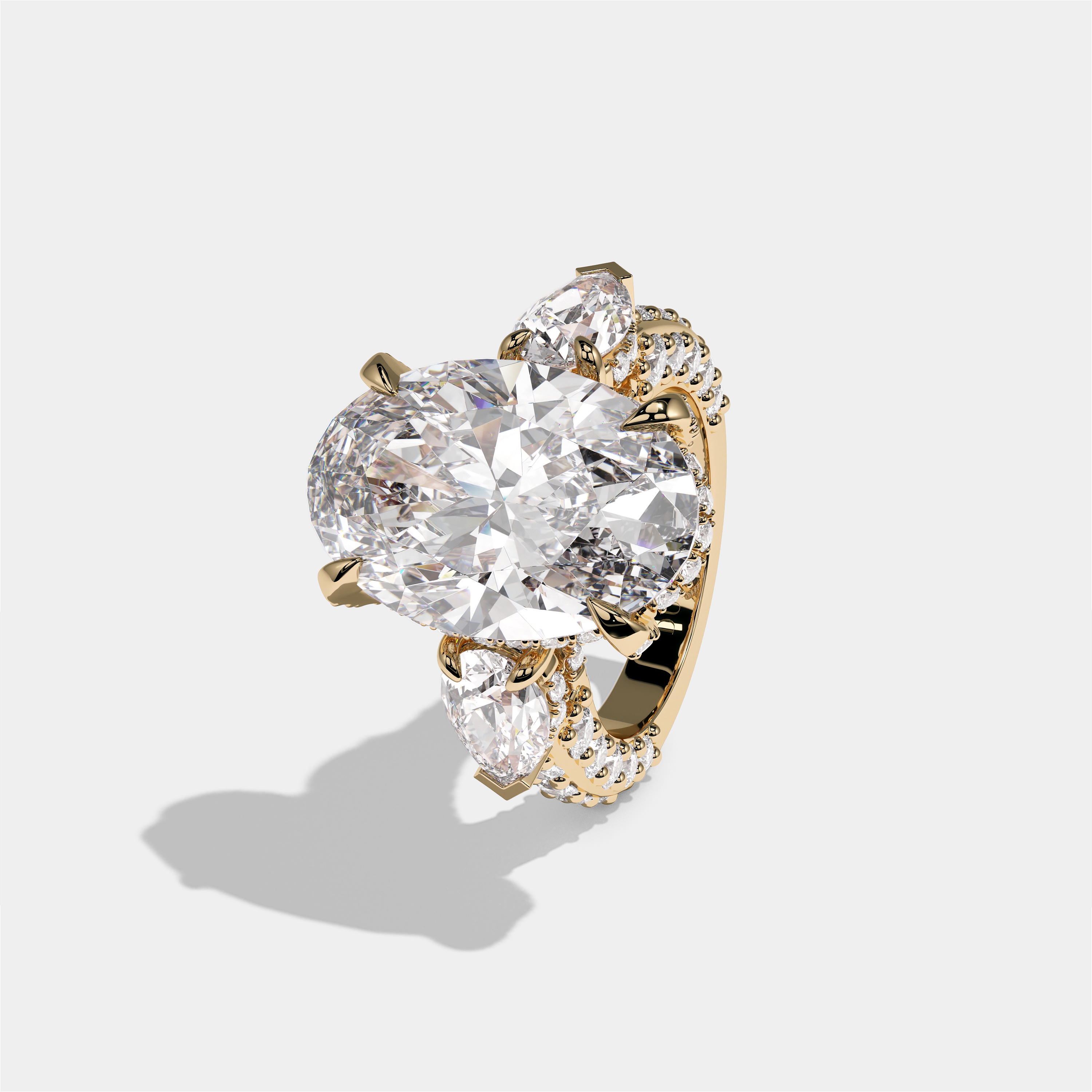 Shira Ravenscourt Diamond Oval Halo Engagement Ring 18K Yellow Gold 12.00ct