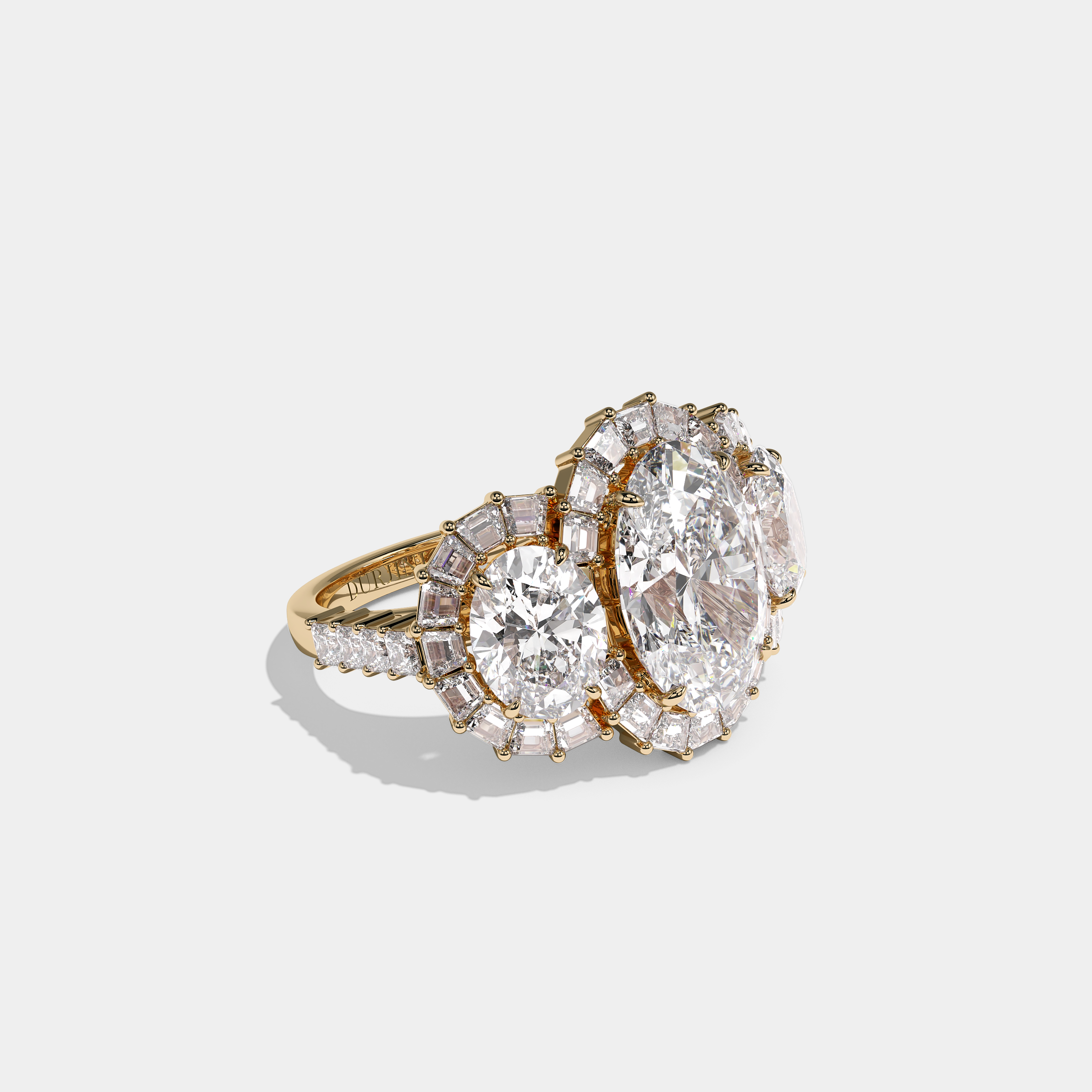 Shira Ravenscourt Diamond Oval Halo Engagement Ring 18K Yellow Gold 15.00ct