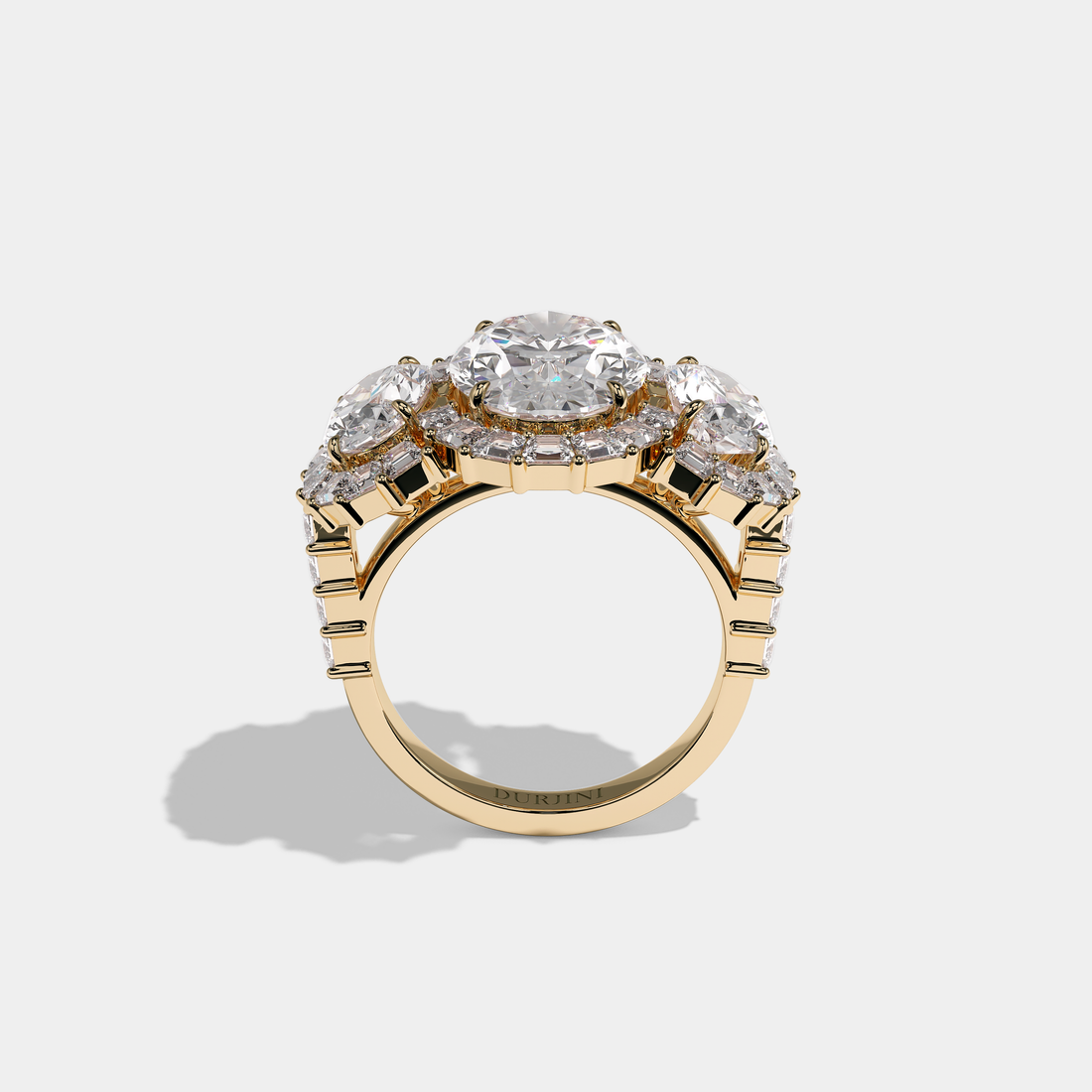 Shira Ravenscourt Diamond Oval Halo Engagement Ring 18K Yellow Gold 15.00ct