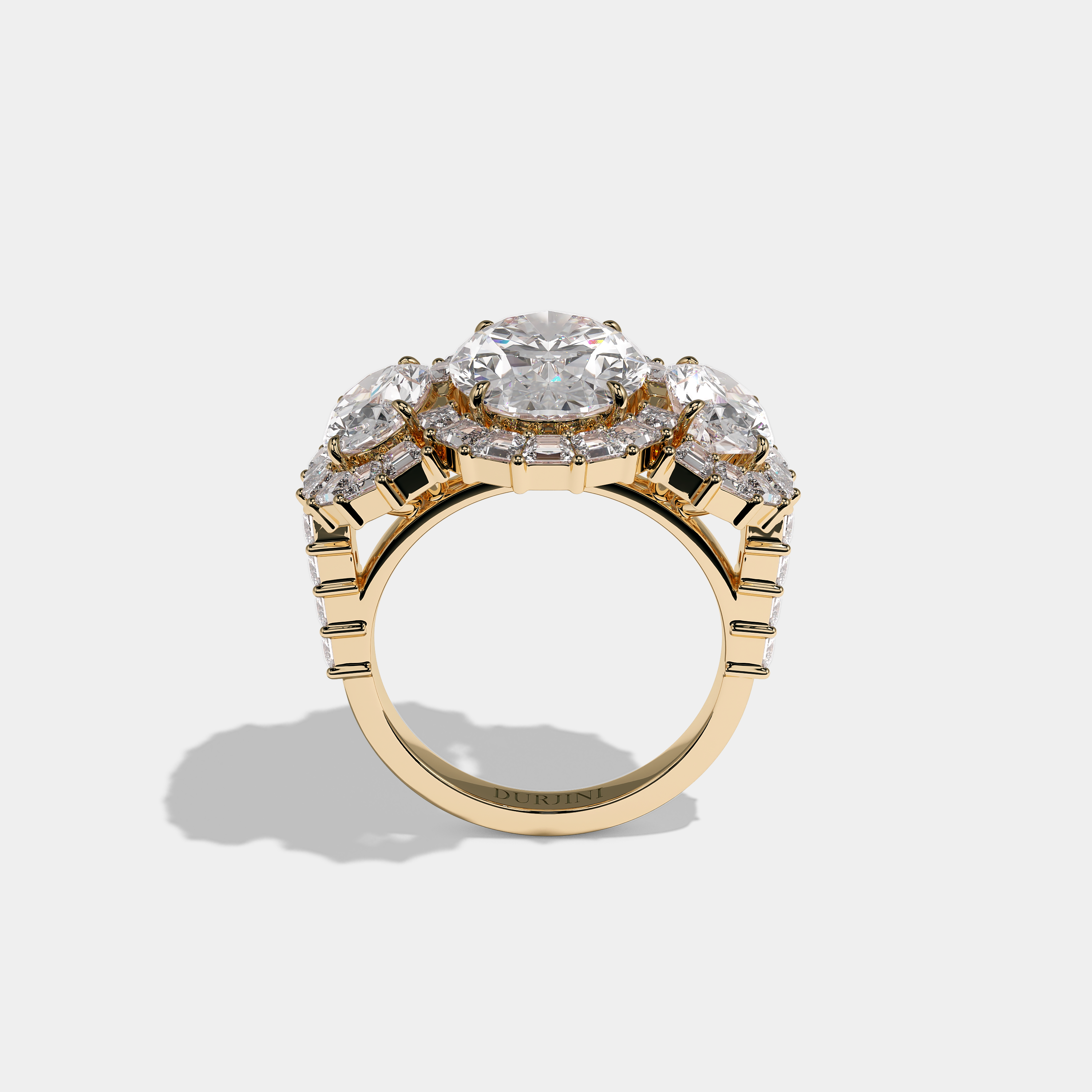 Shira Ravenscourt Diamond Oval Halo Engagement Ring 18K Yellow Gold 15.00ct