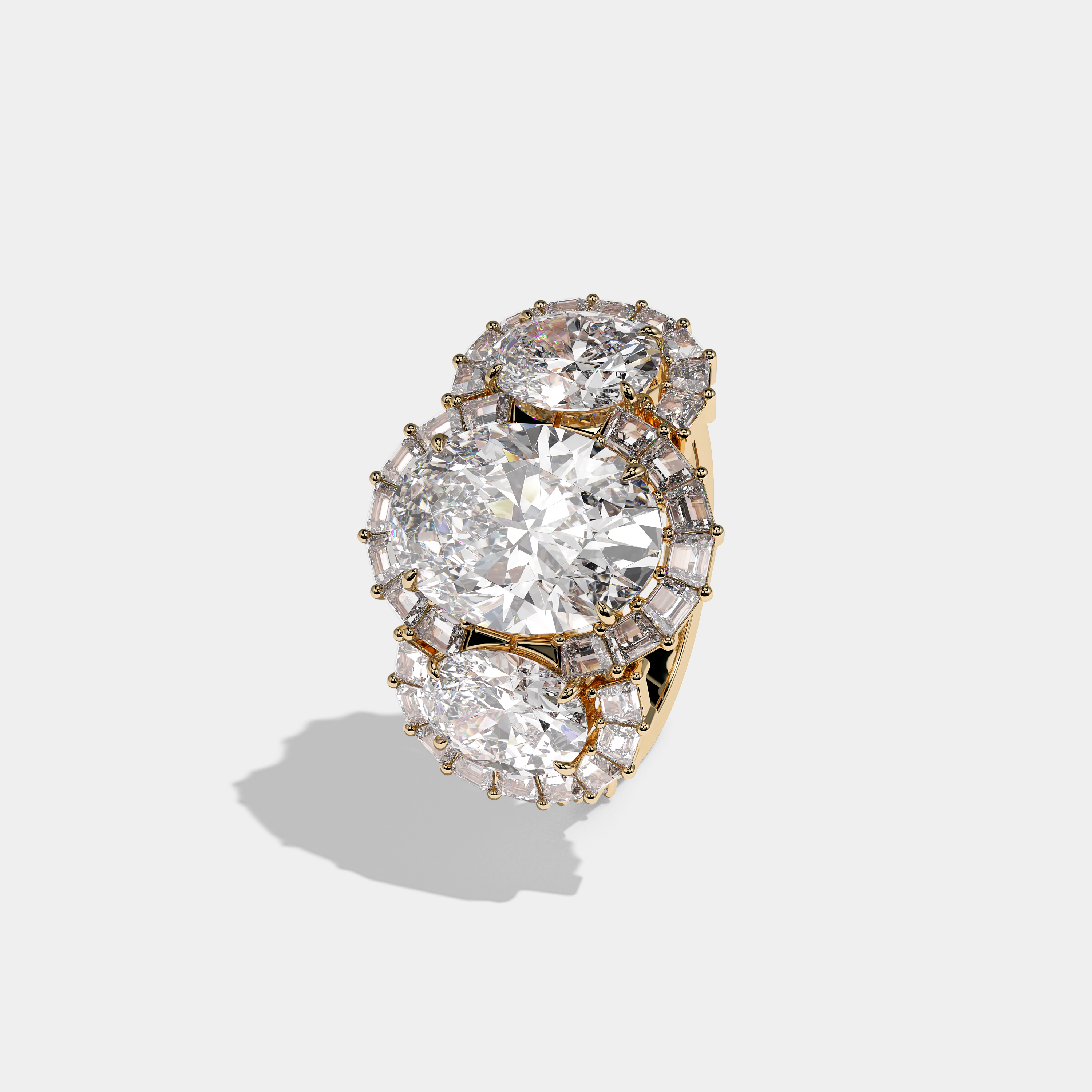 Shira Ravenscourt Diamond Oval Halo Engagement Ring 18K Yellow Gold 15.00ct