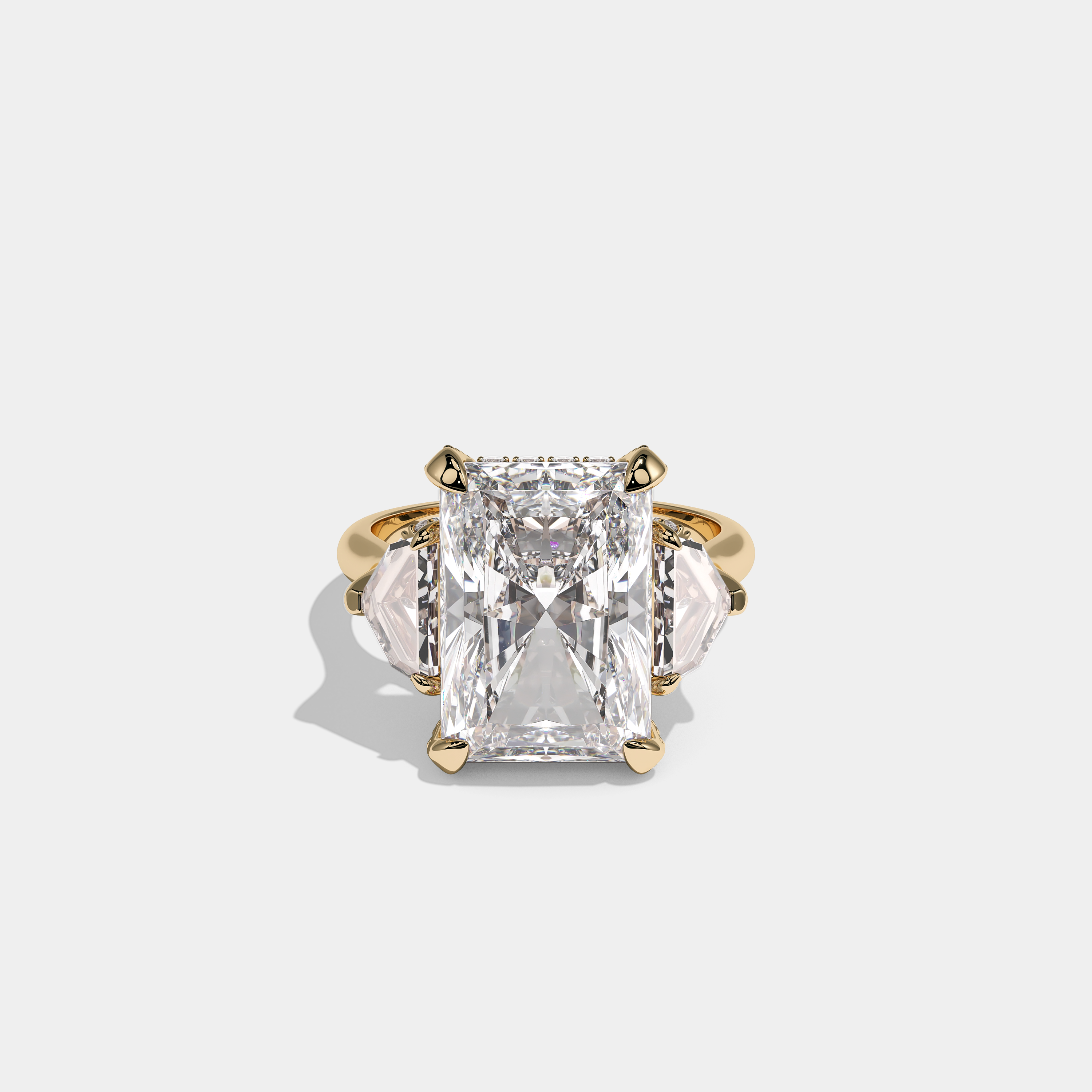 Nora Ashbourne Diamond Radiant Halo Engagement Ring 18K Yellow Gold 12.00ct