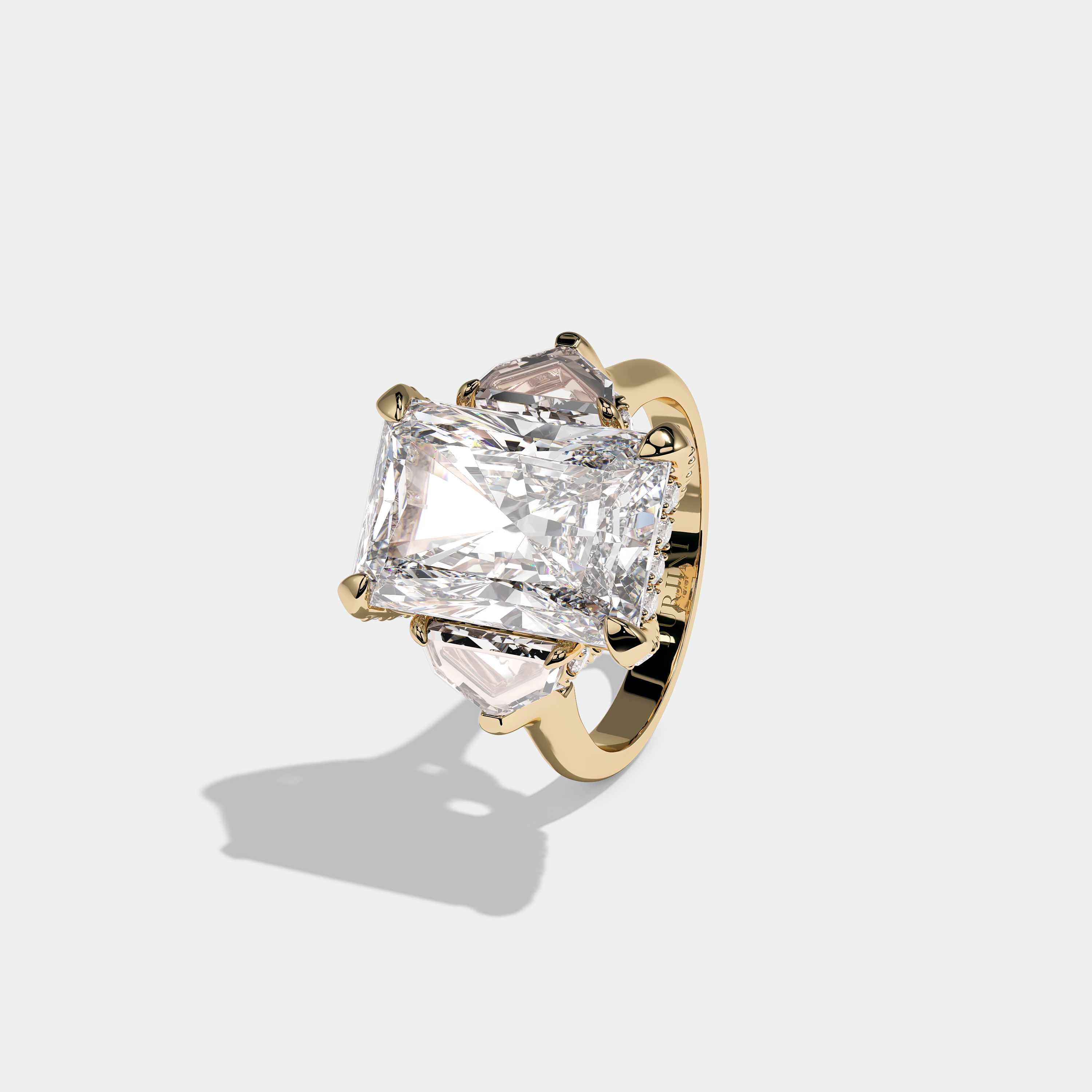 Nora Ashbourne Diamond Radiant Halo Engagement Ring 18K Yellow Gold 12.00ct