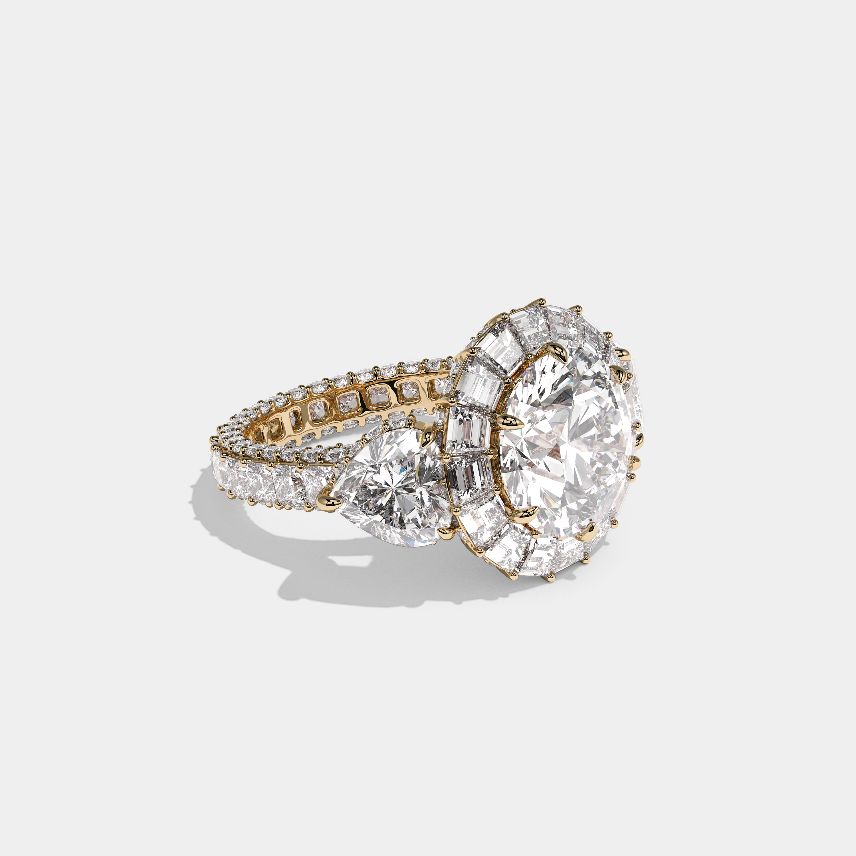 Shira Ravenscourt Diamond Round Brilliant Halo Engagement Ring 18K Yellow Gold 15.00ct