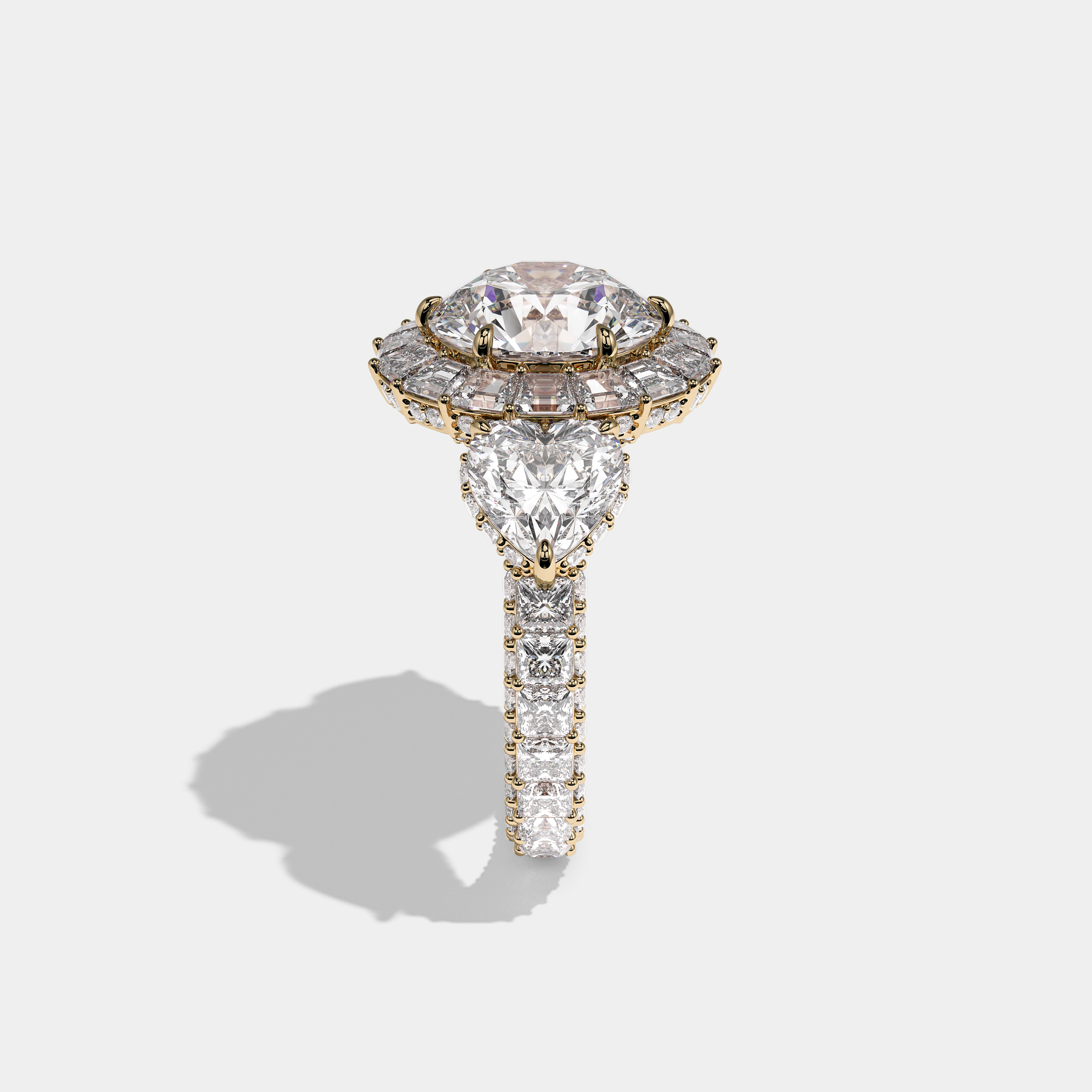 Shira Ravenscourt Diamond Round Brilliant Halo Engagement Ring 18K Yellow Gold 15.00ct