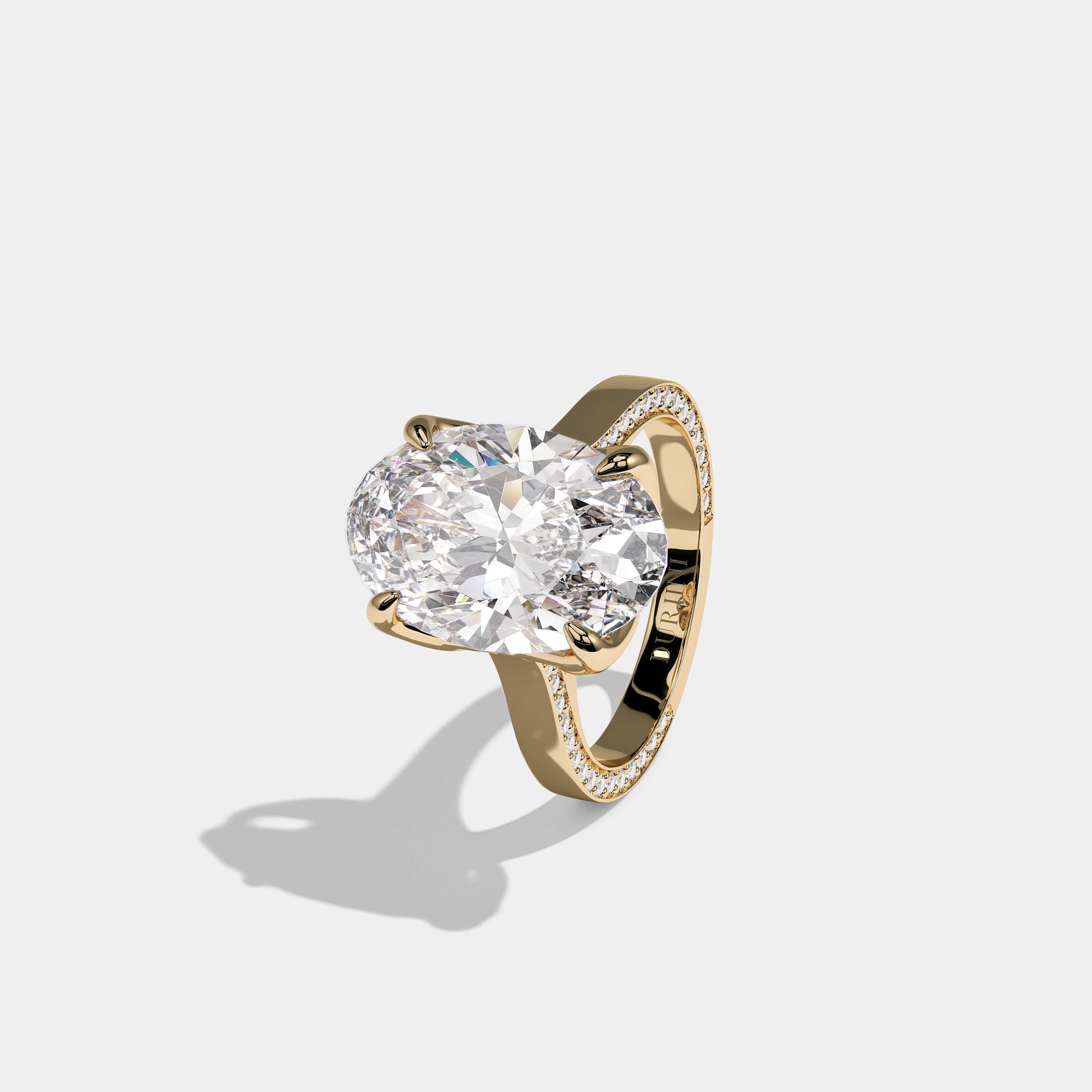 Shira Ravenscourt Diamond Oval Halo Engagement Ring 18K Yellow Gold 11.00ct