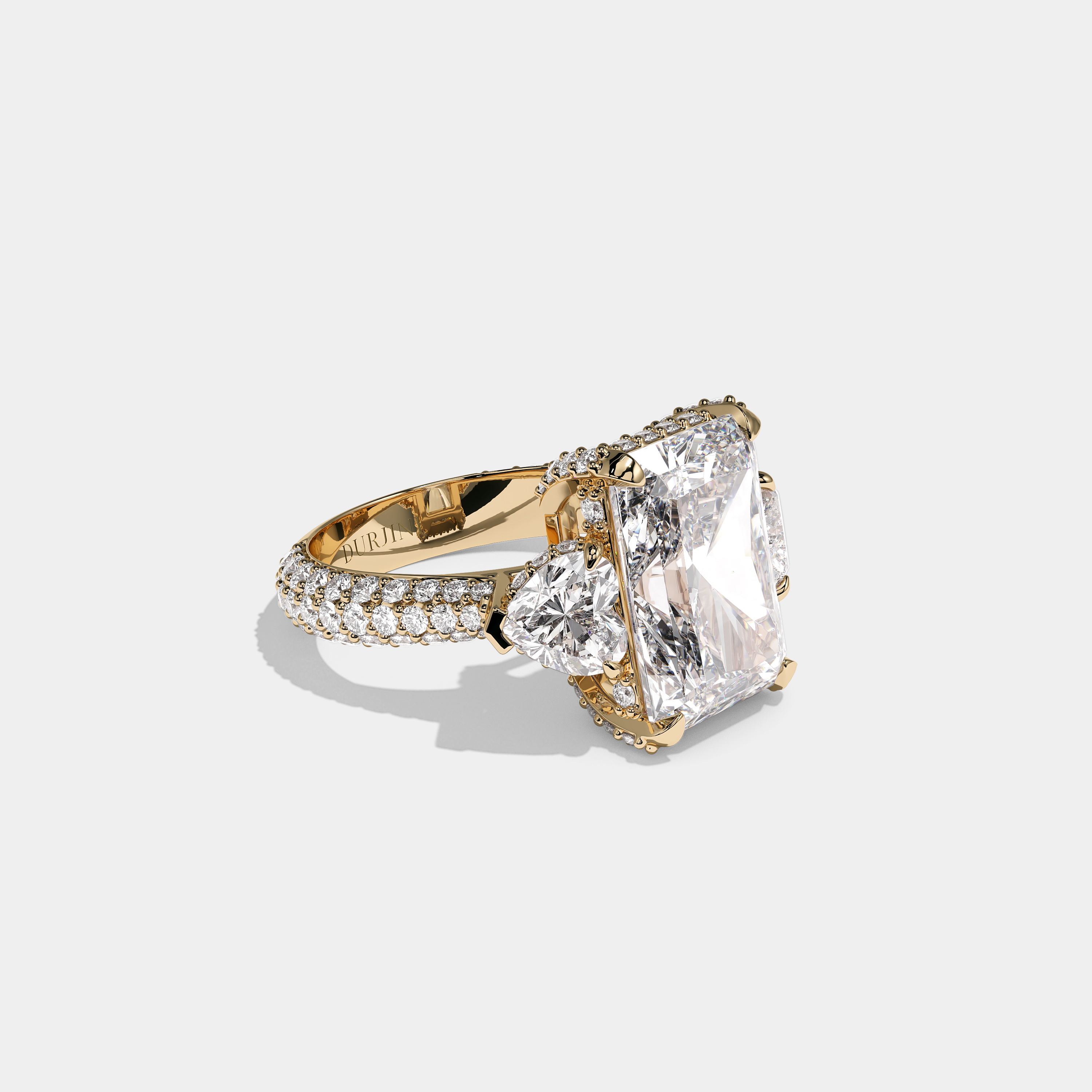 Mira Ellington Diamond Radiant Halo Engagement Ring 18K Yellow Gold 14.00ct