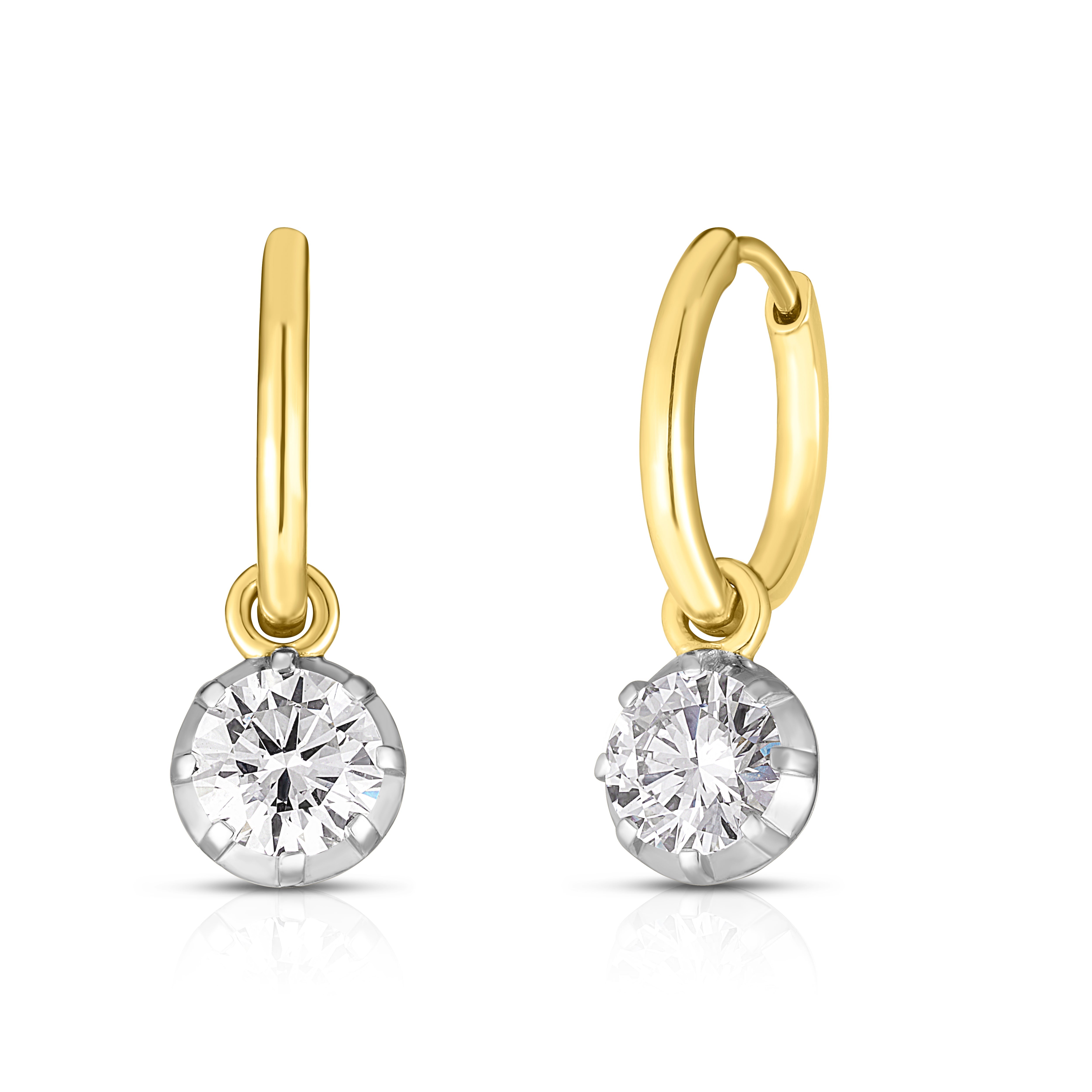 Georgian Set Round Lab Grown Diamond Drop Huggies