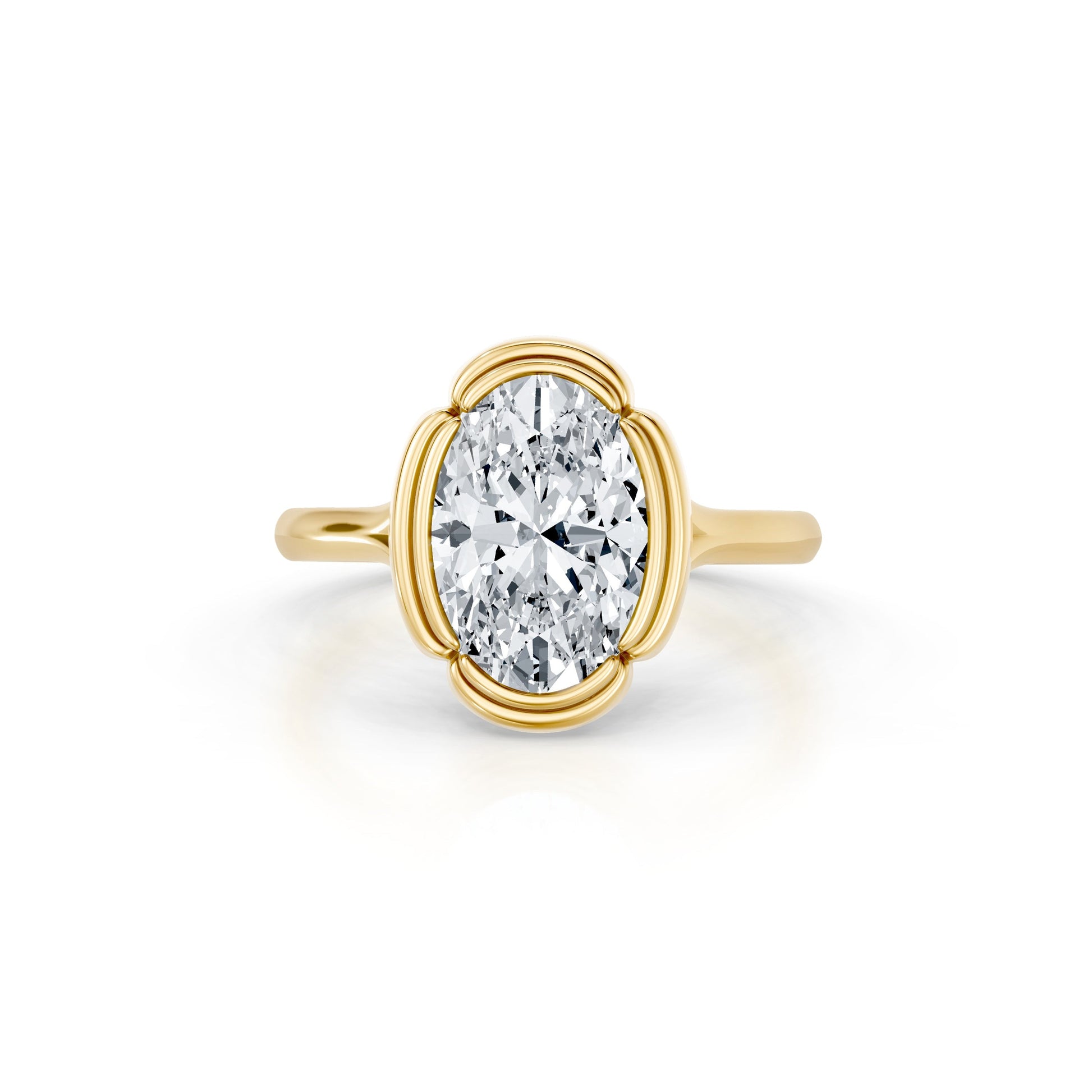 Precious Metal:18k Yellow Gold;Cut Shape:Oval