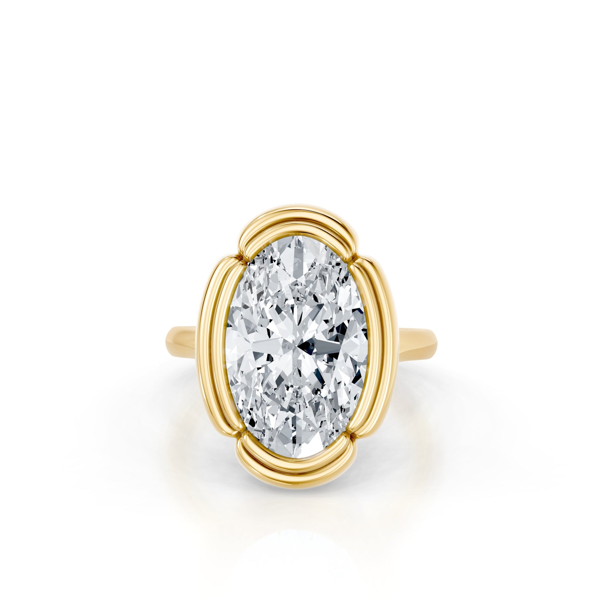 Precious Metal:18k Yellow Gold;Cut Shape:Oval