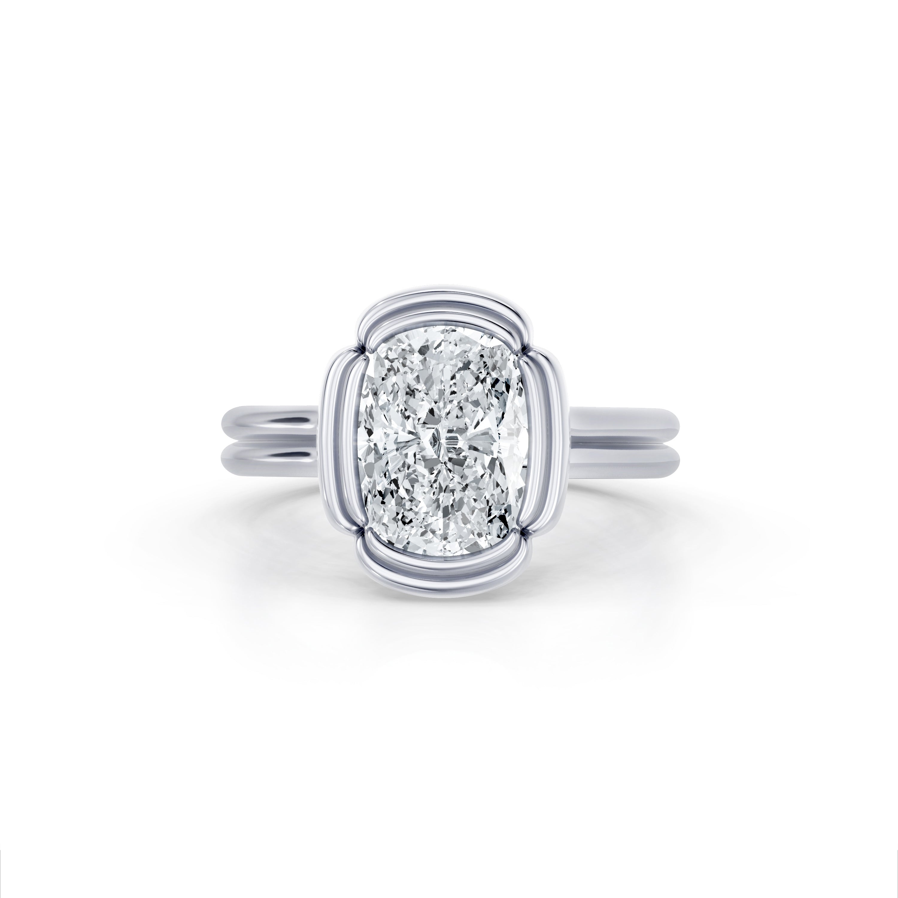 Precious Metal:18k White Gold;Cut Shape:Elongated Cushion