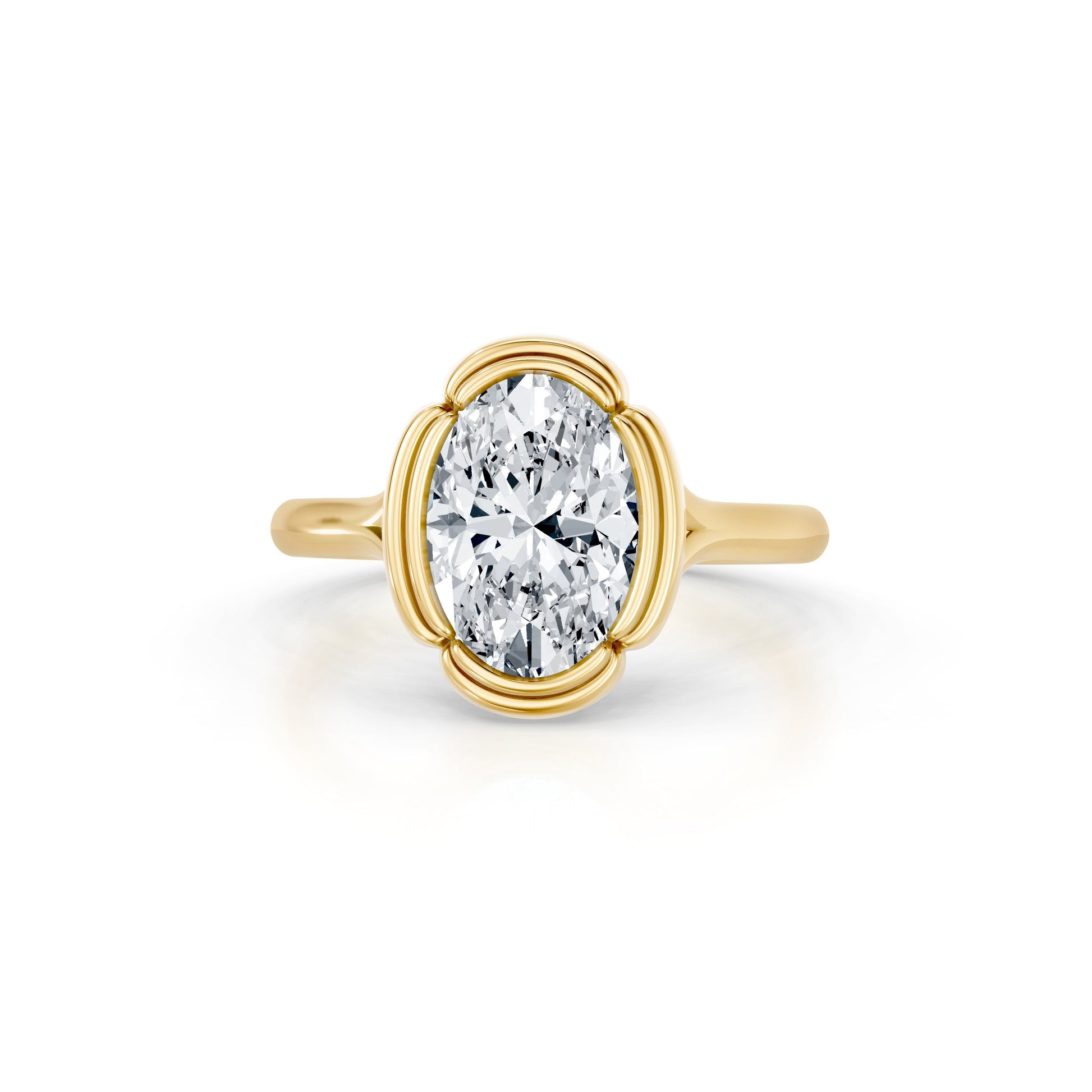 Precious Metal:18k Yellow Gold;Cut Shape:Oval