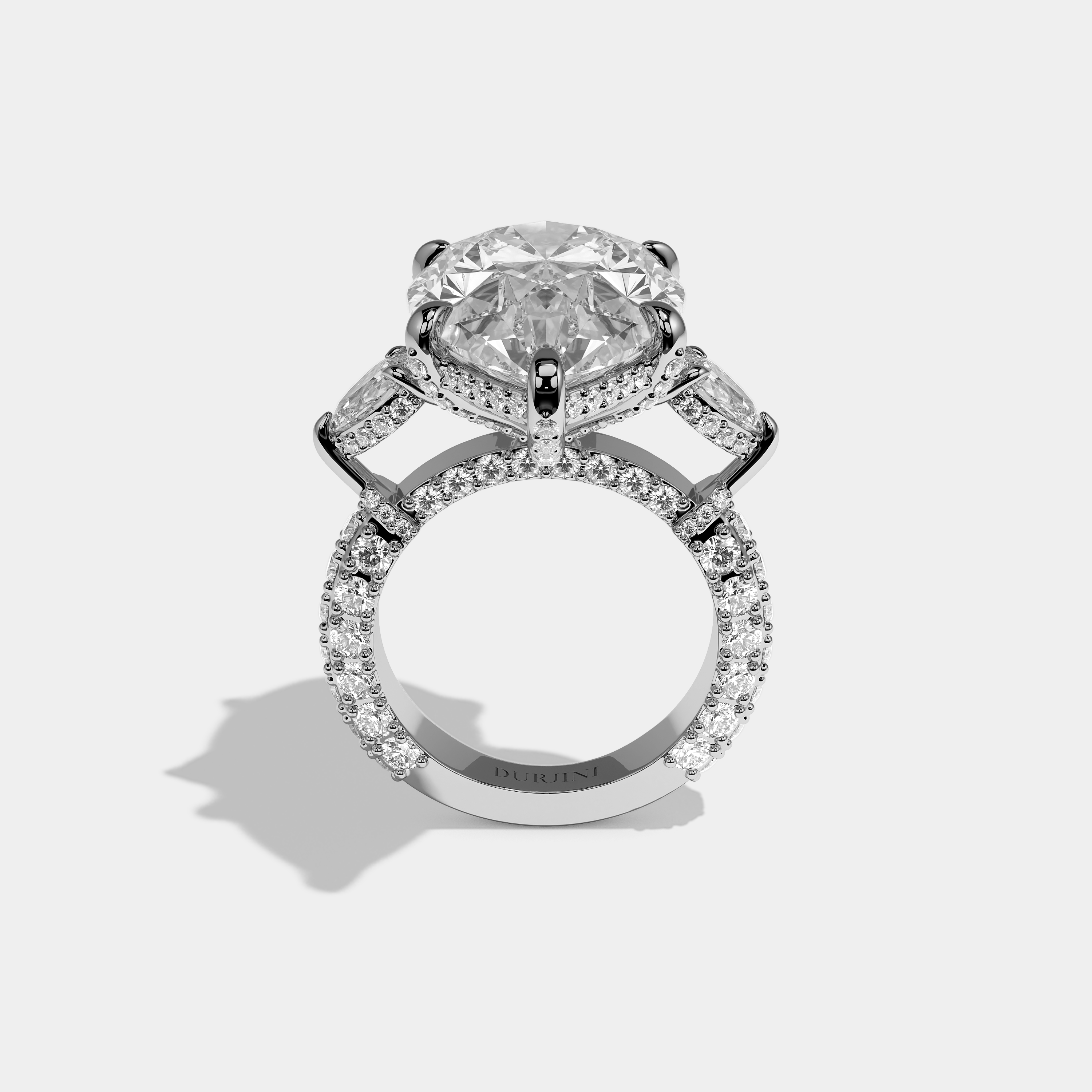 Chateau Elanor Diamond Pear Halo Engagement Ring 18K White Gold 14.00ct