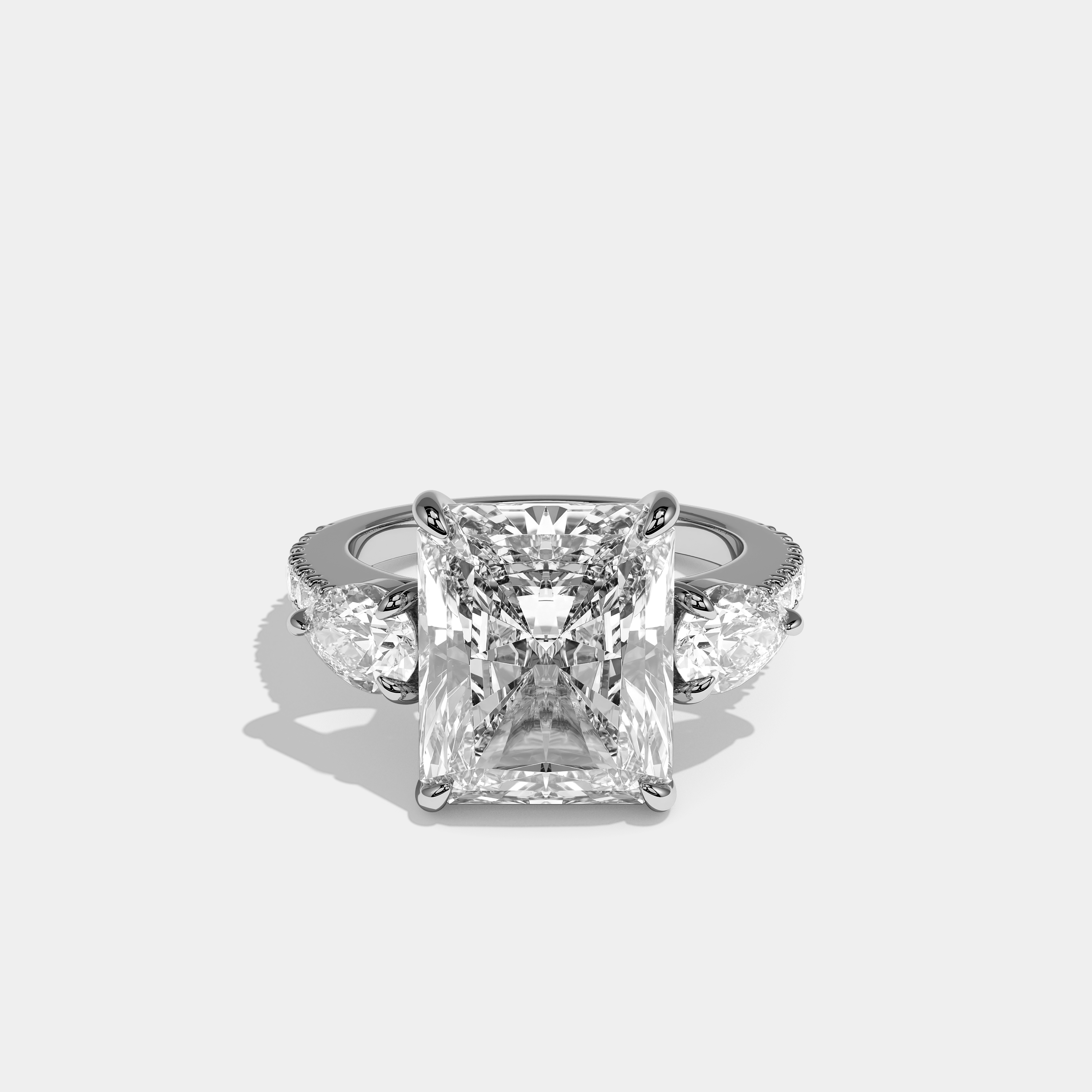 Aurelle Élan Diamond Radiant Halo Engagement Ring 18K White Gold 11.00ct