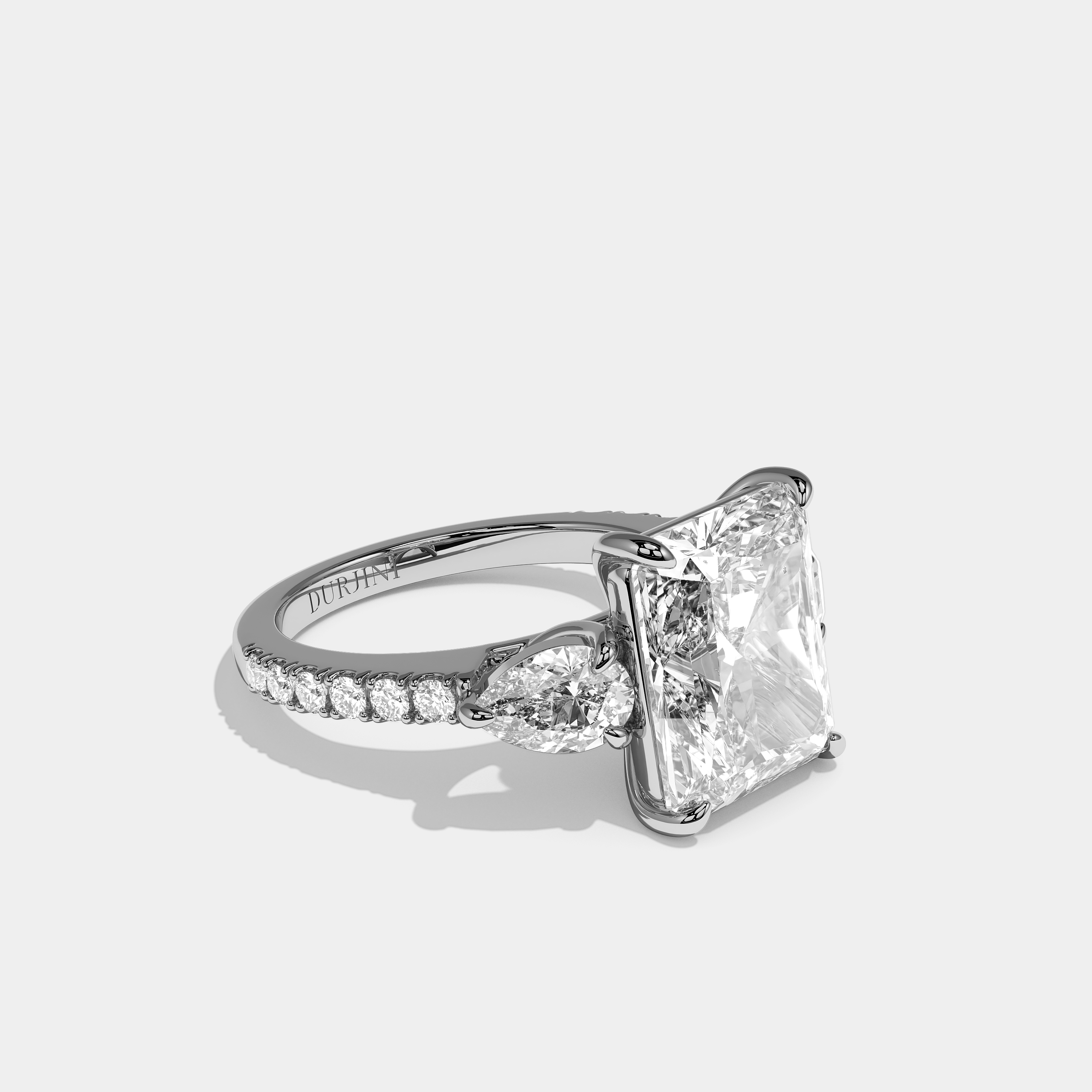 Aurelle Élan Diamond Radiant Halo Engagement Ring 18K White Gold 11.00ct