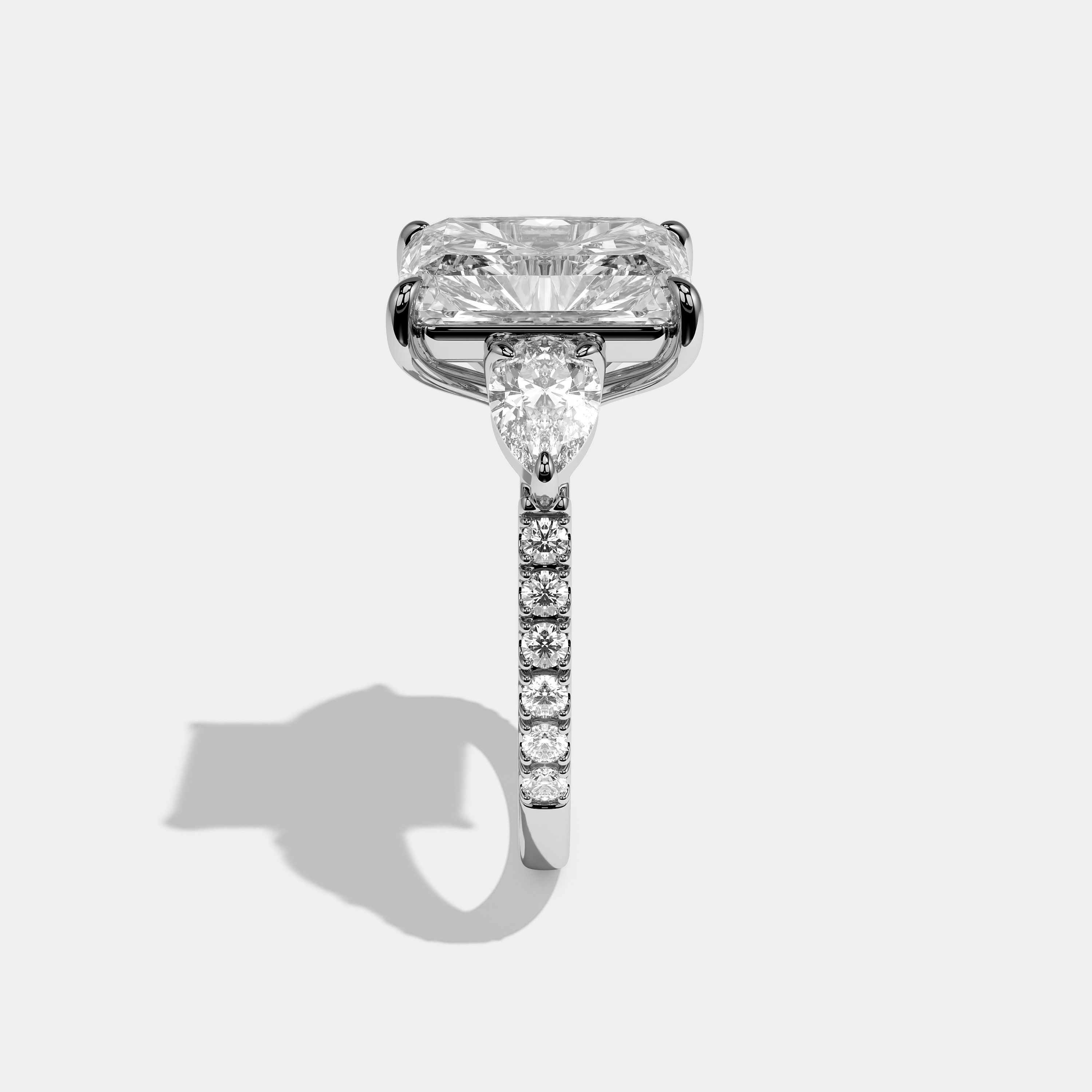 Aurelle Élan Diamond Radiant Halo Engagement Ring 18K White Gold 11.00ct