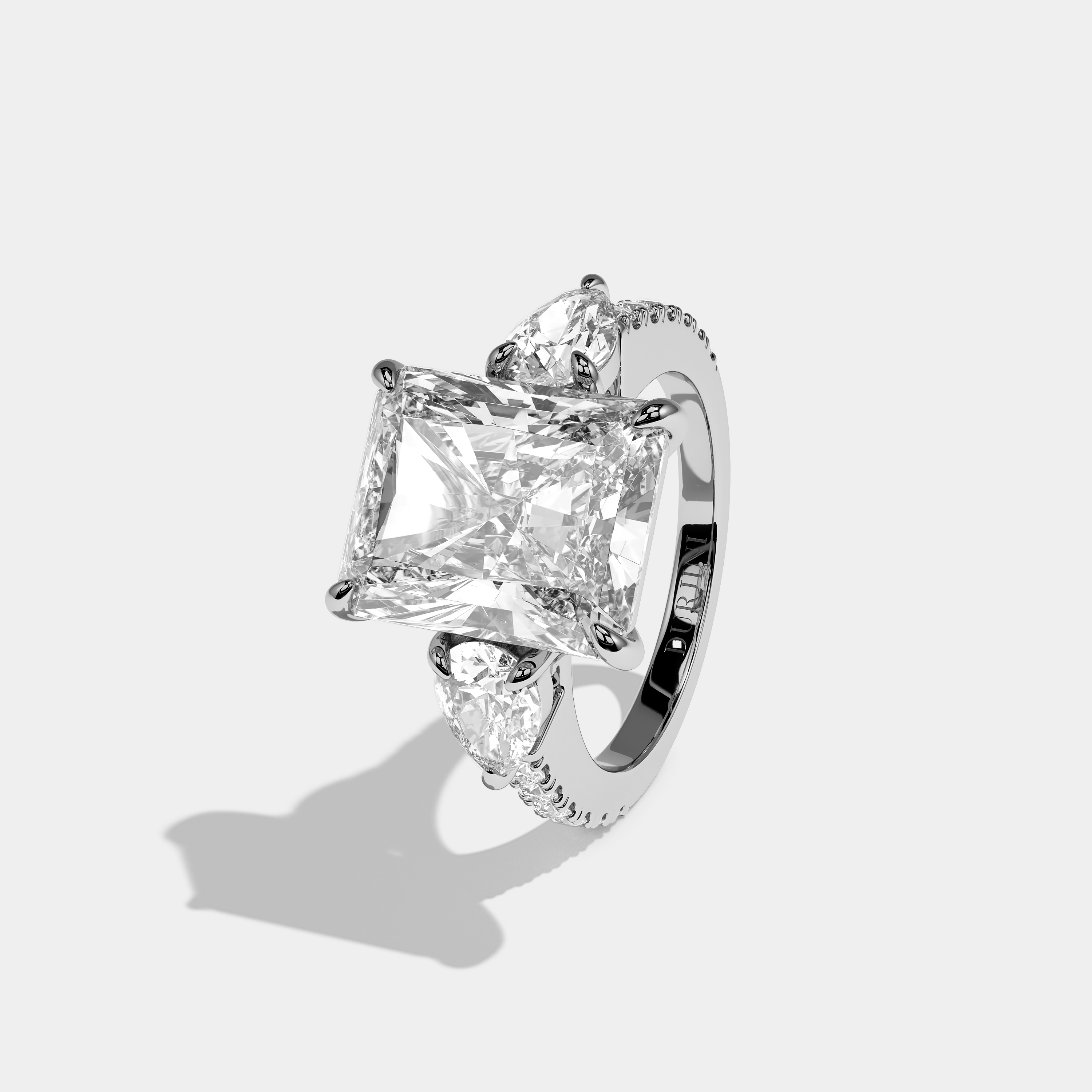 Aurelle Élan Diamond Radiant Halo Engagement Ring 18K White Gold 11.00ct
